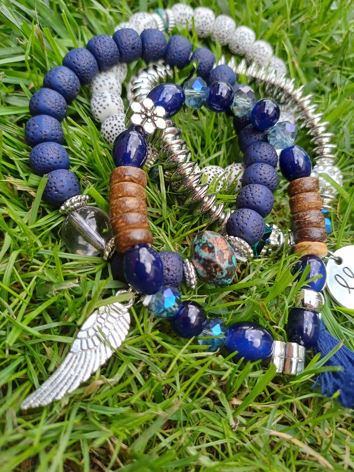 BOHO NÁRAMKY SADA -TMAVŠÍ MODRÁ