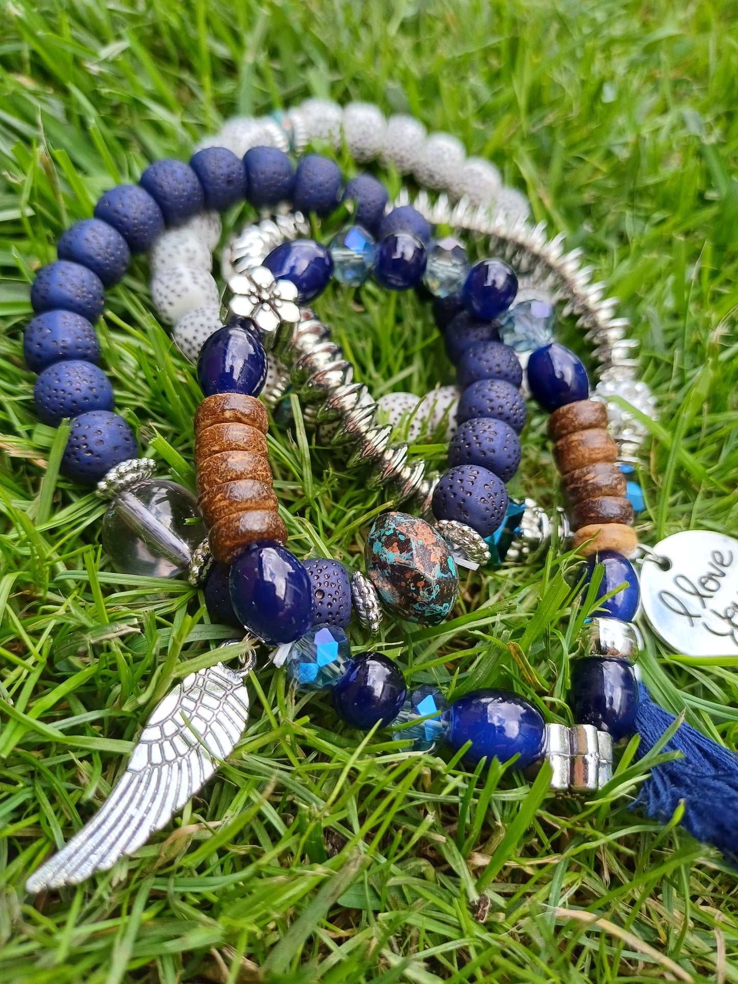 BOHO NÁRAMKY SADA -TMAVŠÍ MODRÁ
