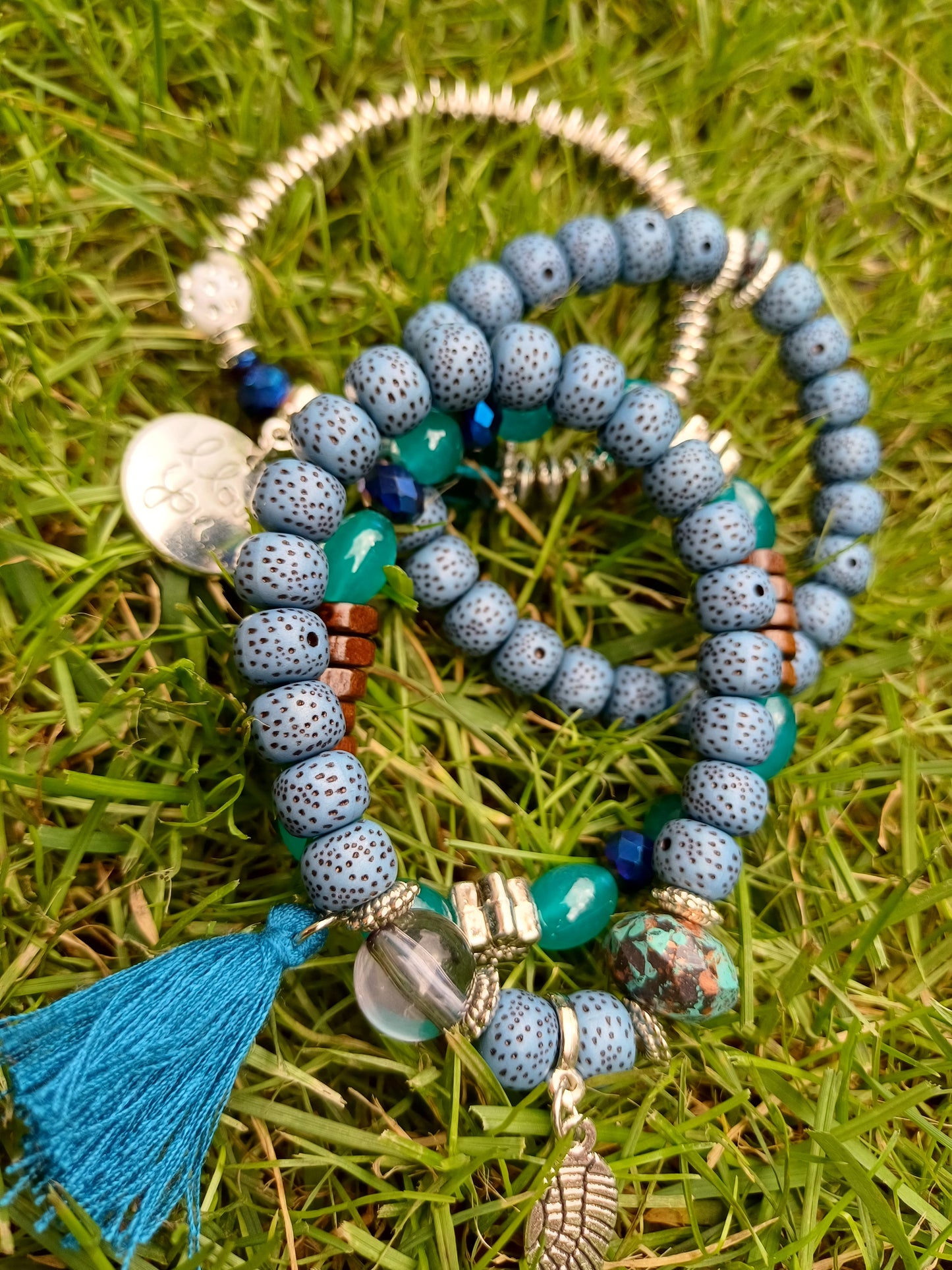 BOHO NÁRAMKY SADA -MODRÁ SVĚTLEJŠÍ