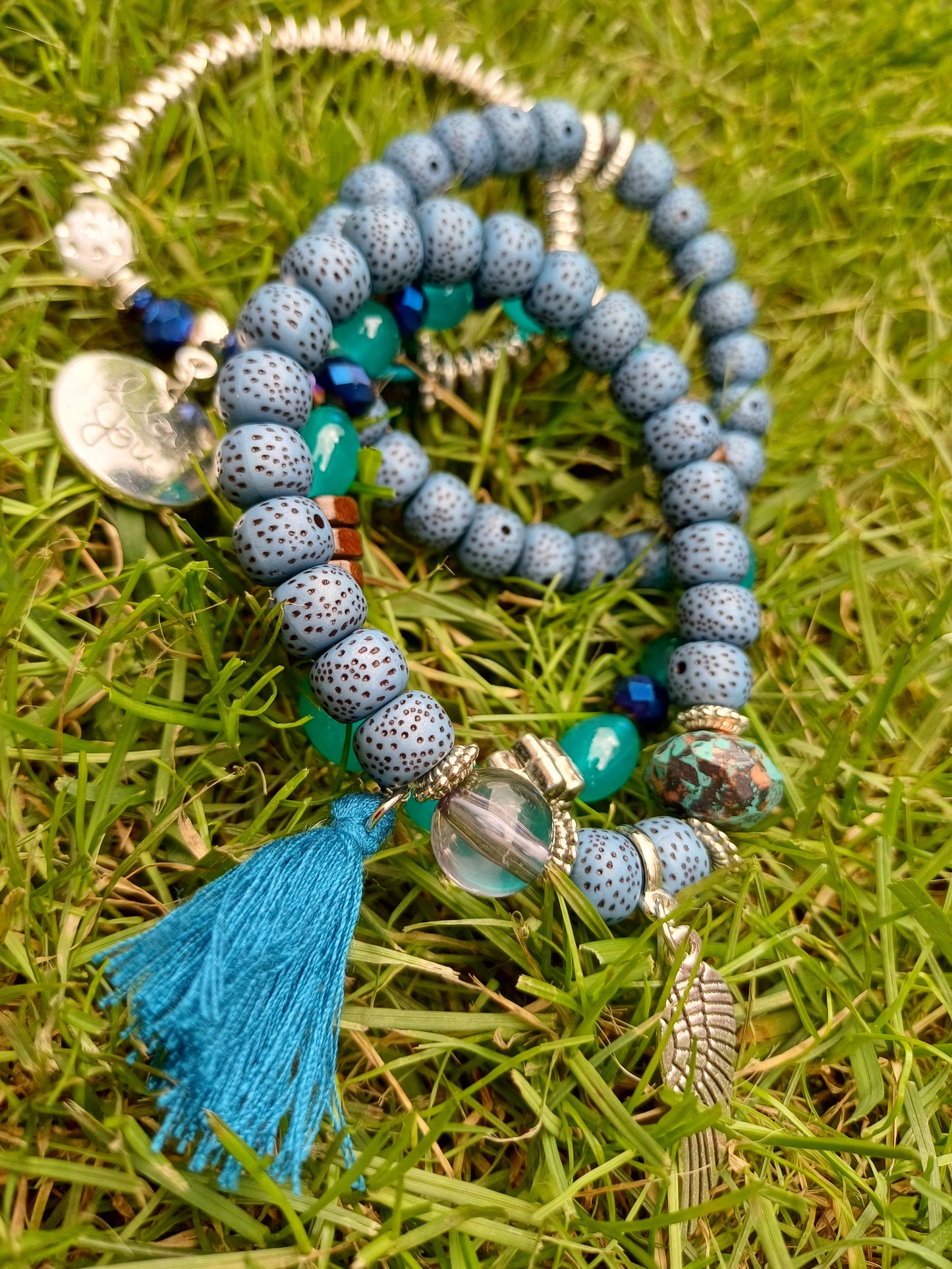 BOHO NÁRAMKY SADA -MODRÁ SVĚTLEJŠÍ