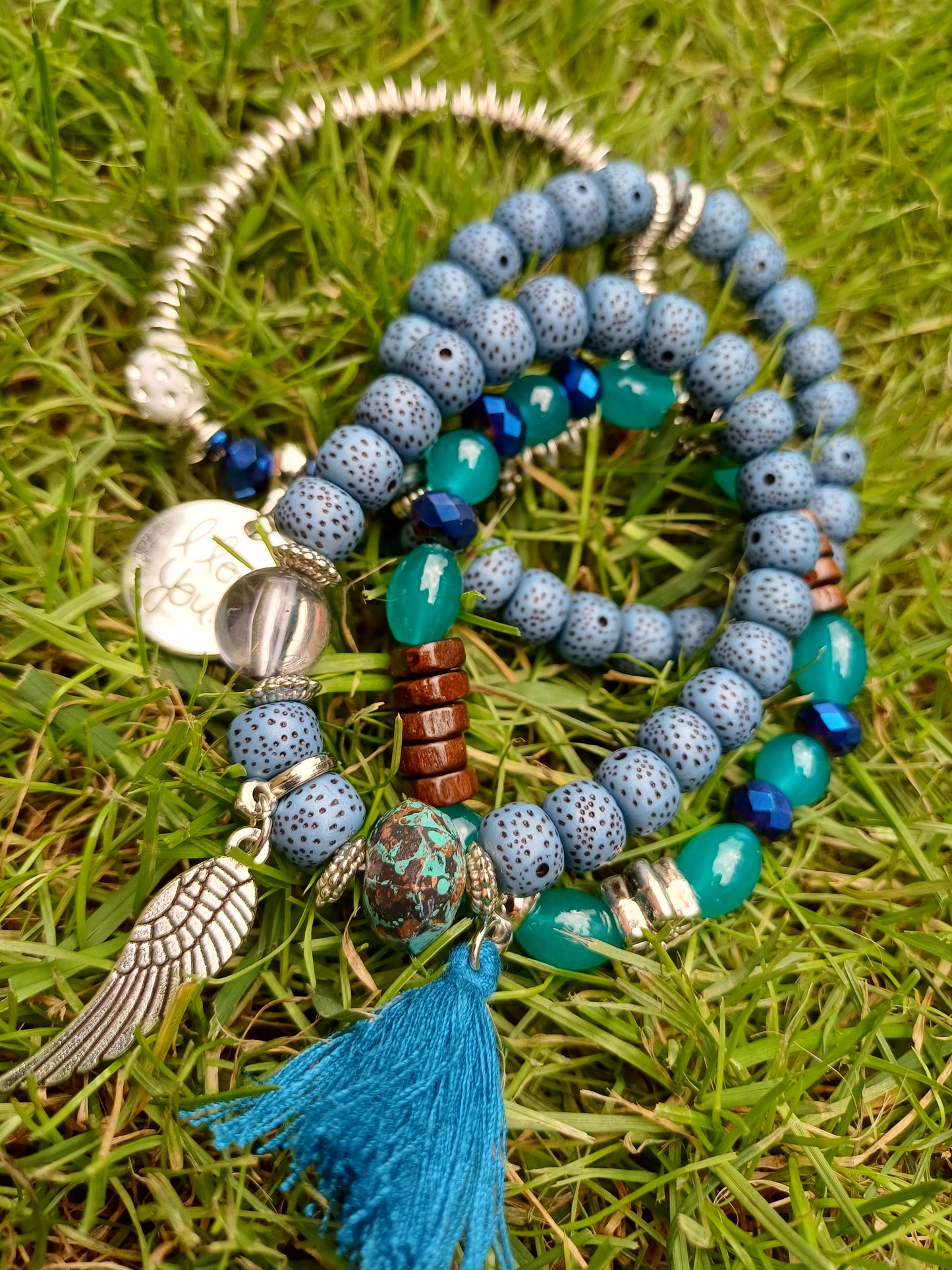 BOHO NÁRAMKY SADA -MODRÁ SVĚTLEJŠÍ