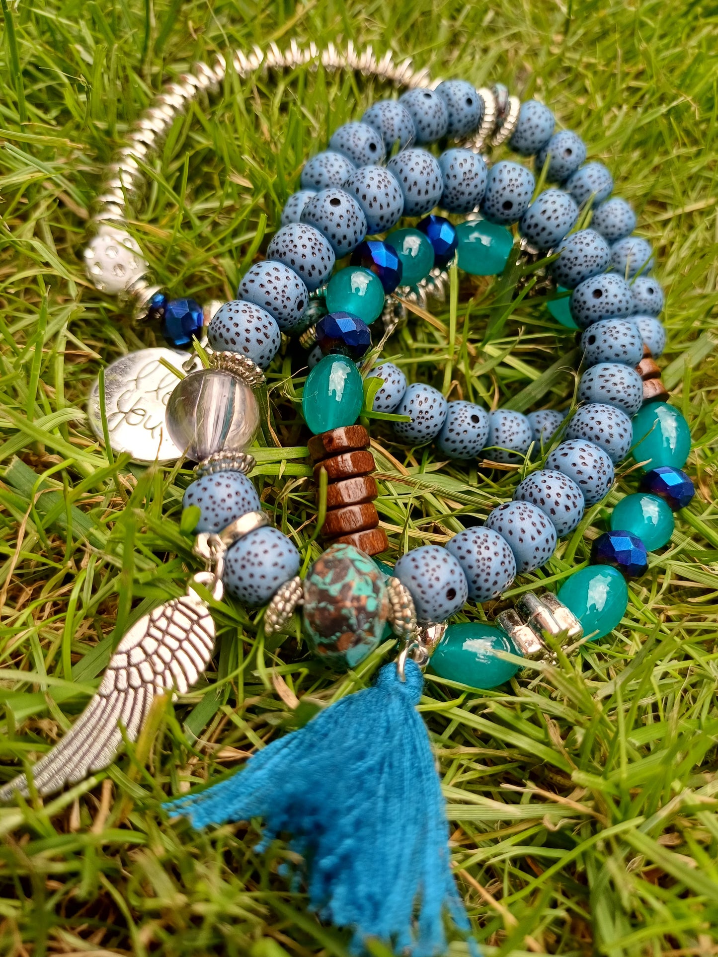 BOHO NÁRAMKY SADA -MODRÁ SVĚTLEJŠÍ