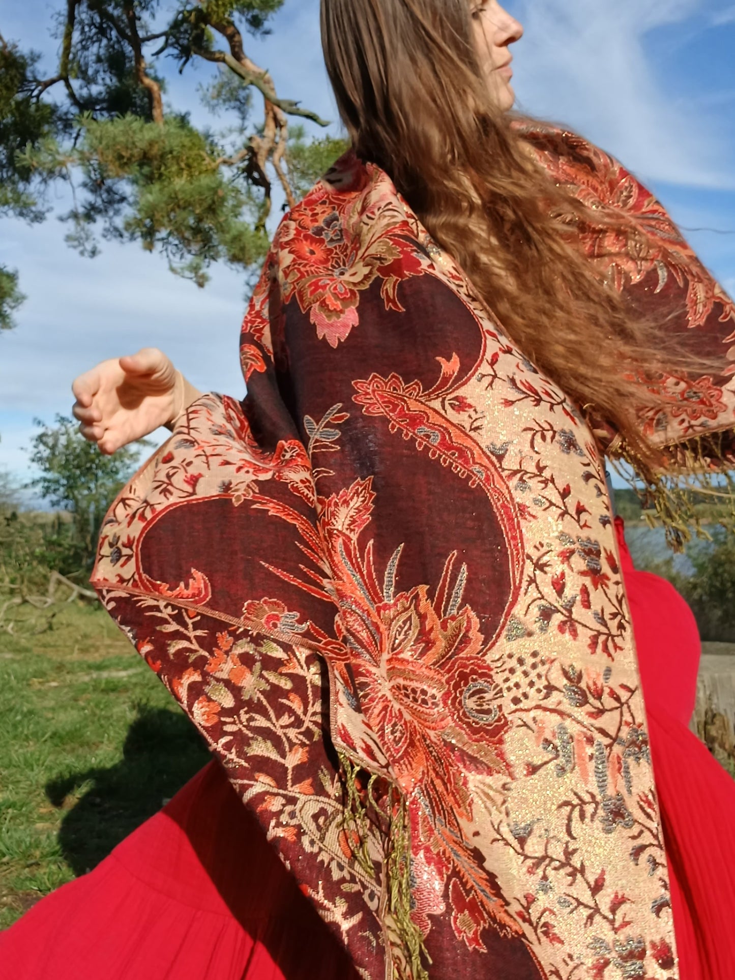 BOHO PAISLEY PLÉD VELKÝ HEBKÝ PAŠMÍNA