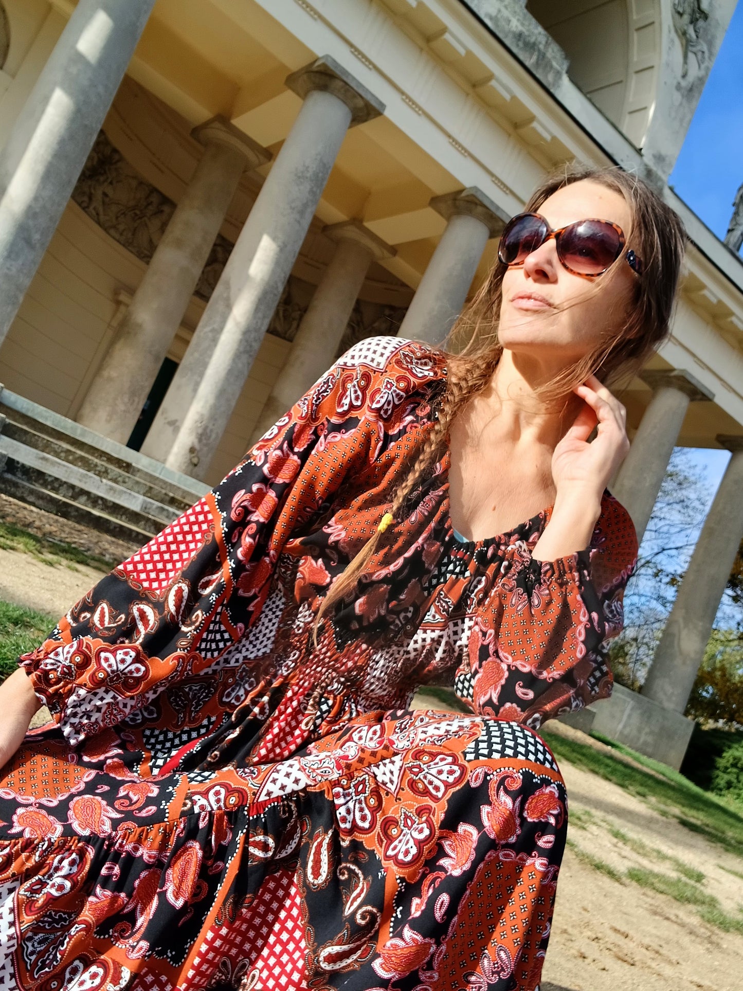 BOHO MAXI EXLUSÍVNÍ ŠATY SKOŘICOVÉ