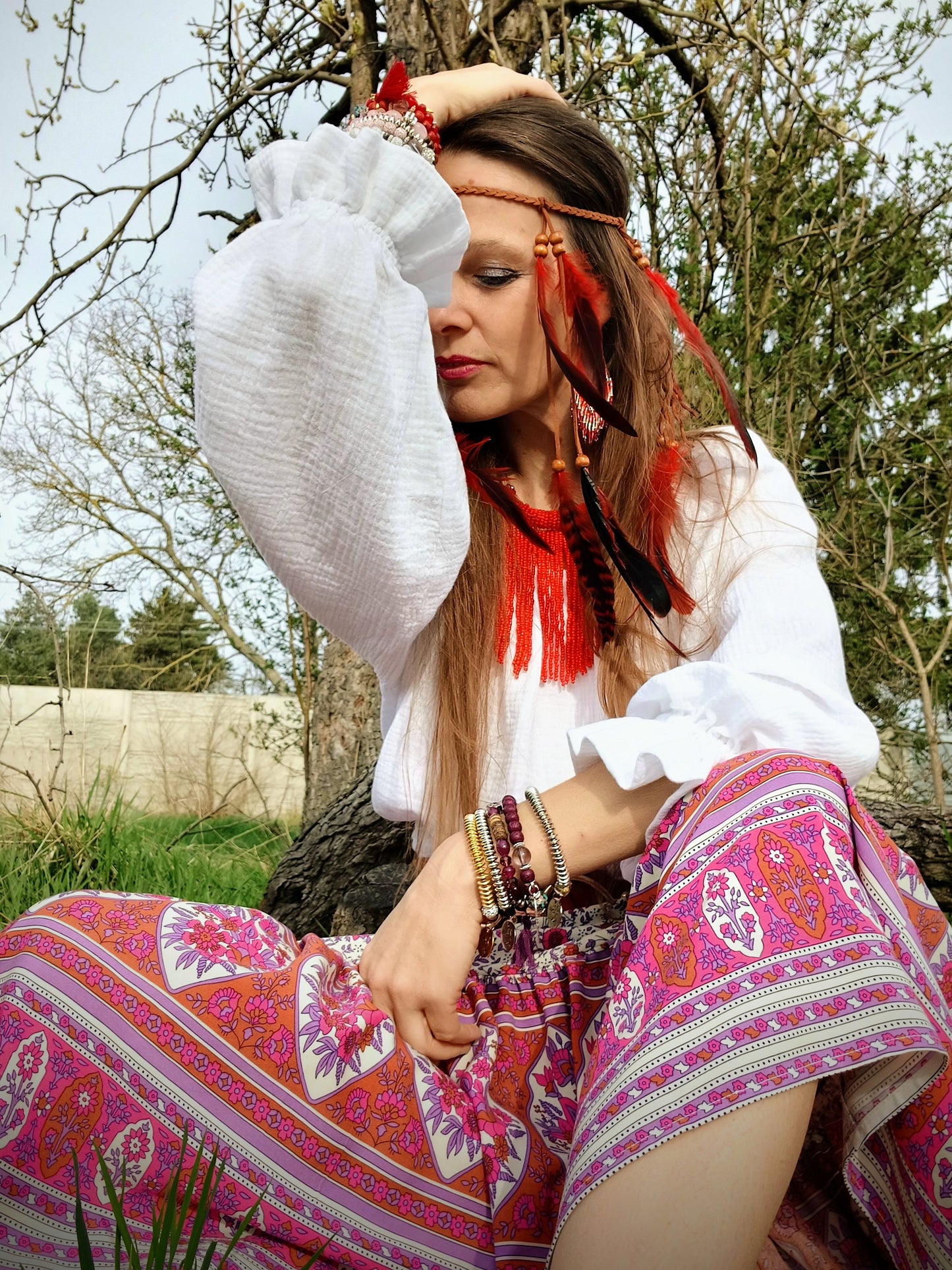 MAXI SUKNĚ BOHO VE STYLU HIPPIES