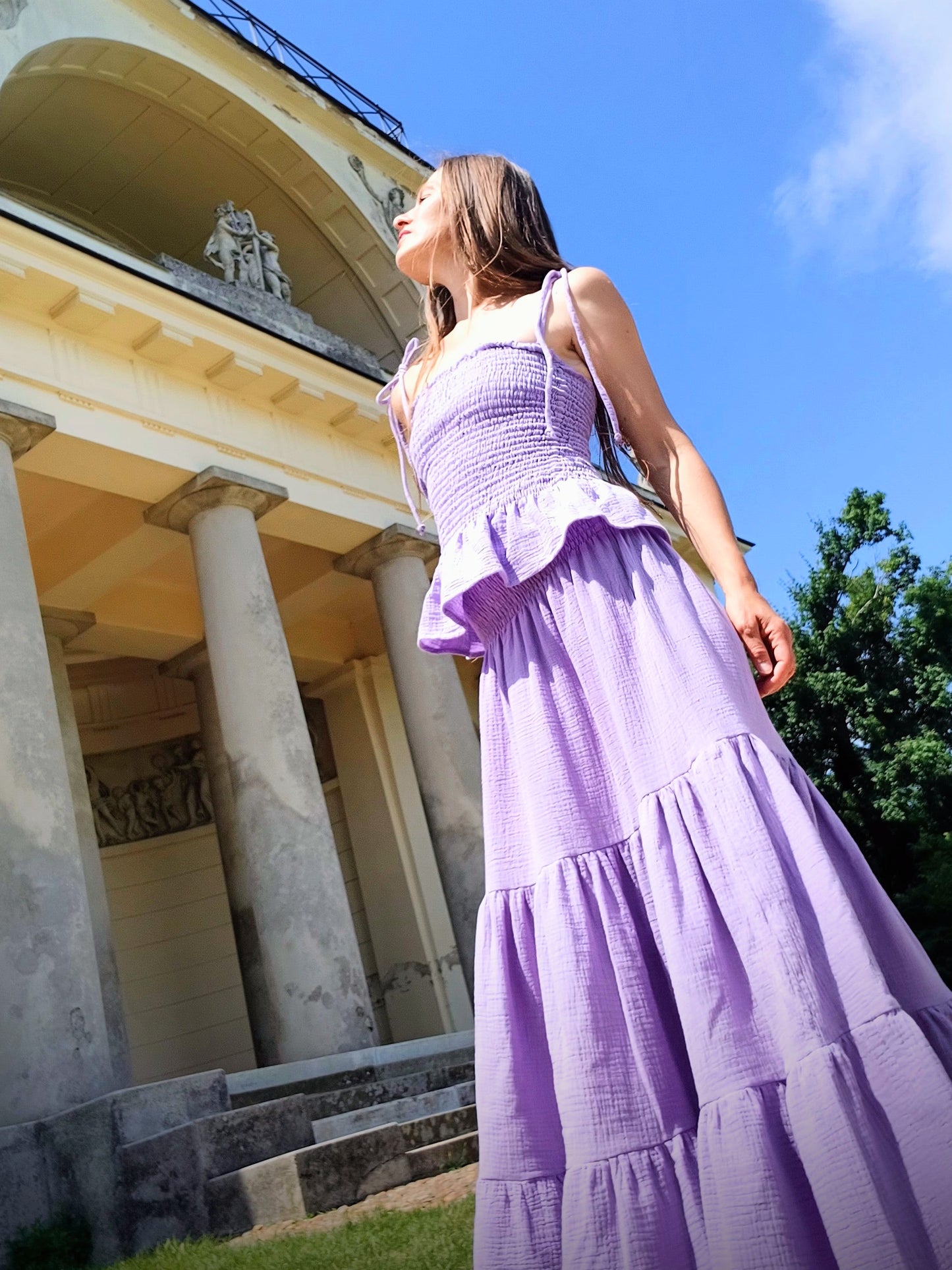 MAXI SUKNĚ KASKÁDOVITÁ BRIGHT VIOLET