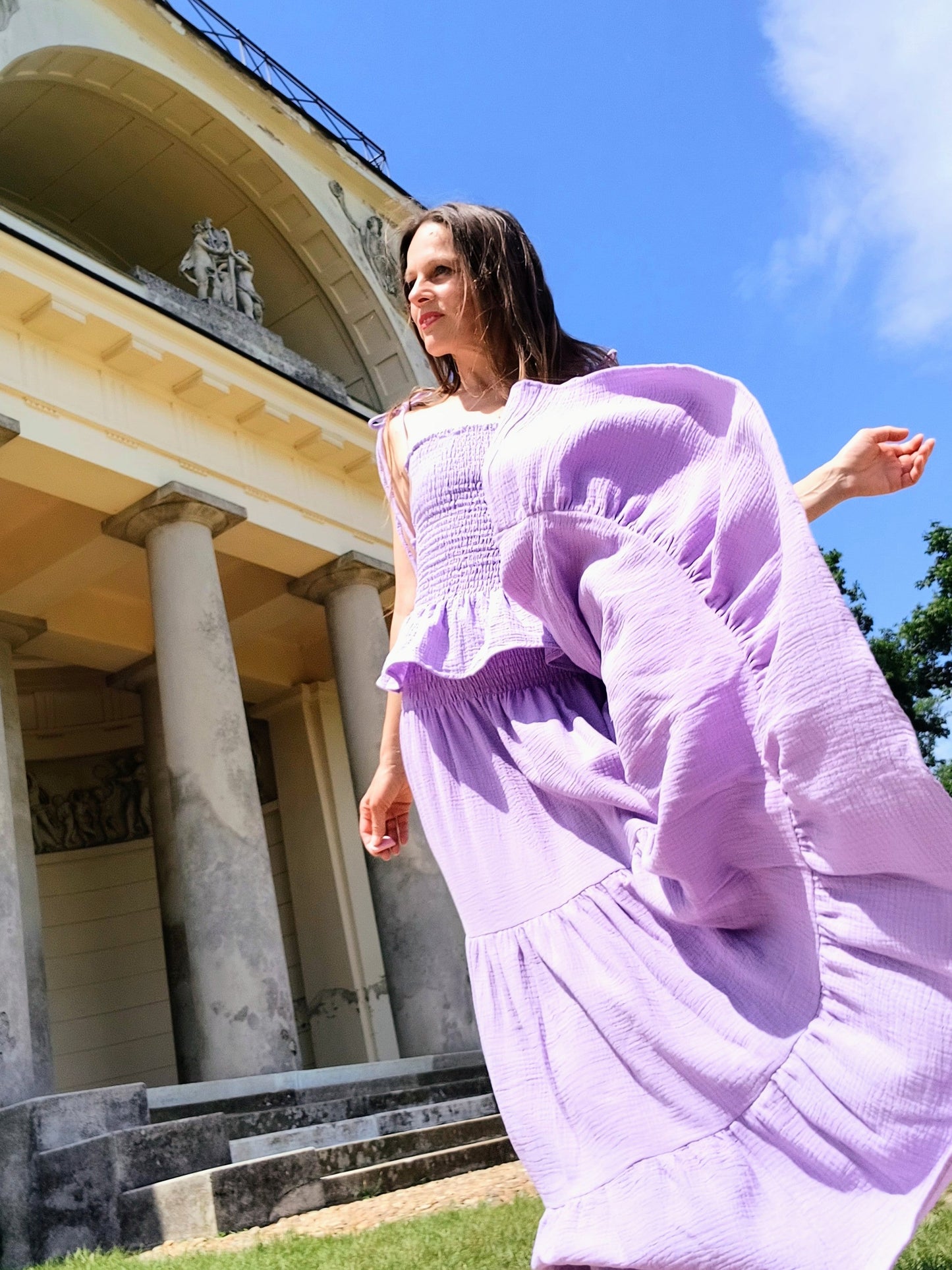 MAXI SUKNĚ KASKÁDOVITÁ BRIGHT VIOLET