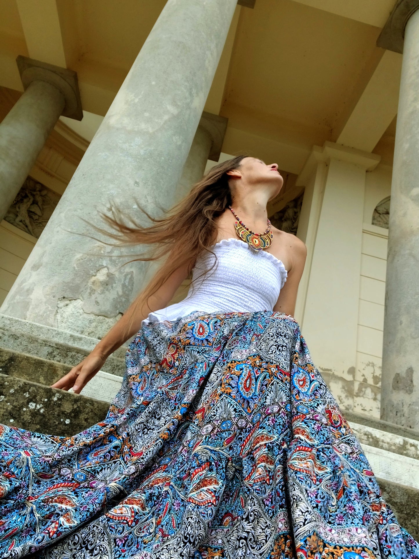 BOHO LETNÍ SUKNĚ VISKOZA ,VZOR PAISLEY