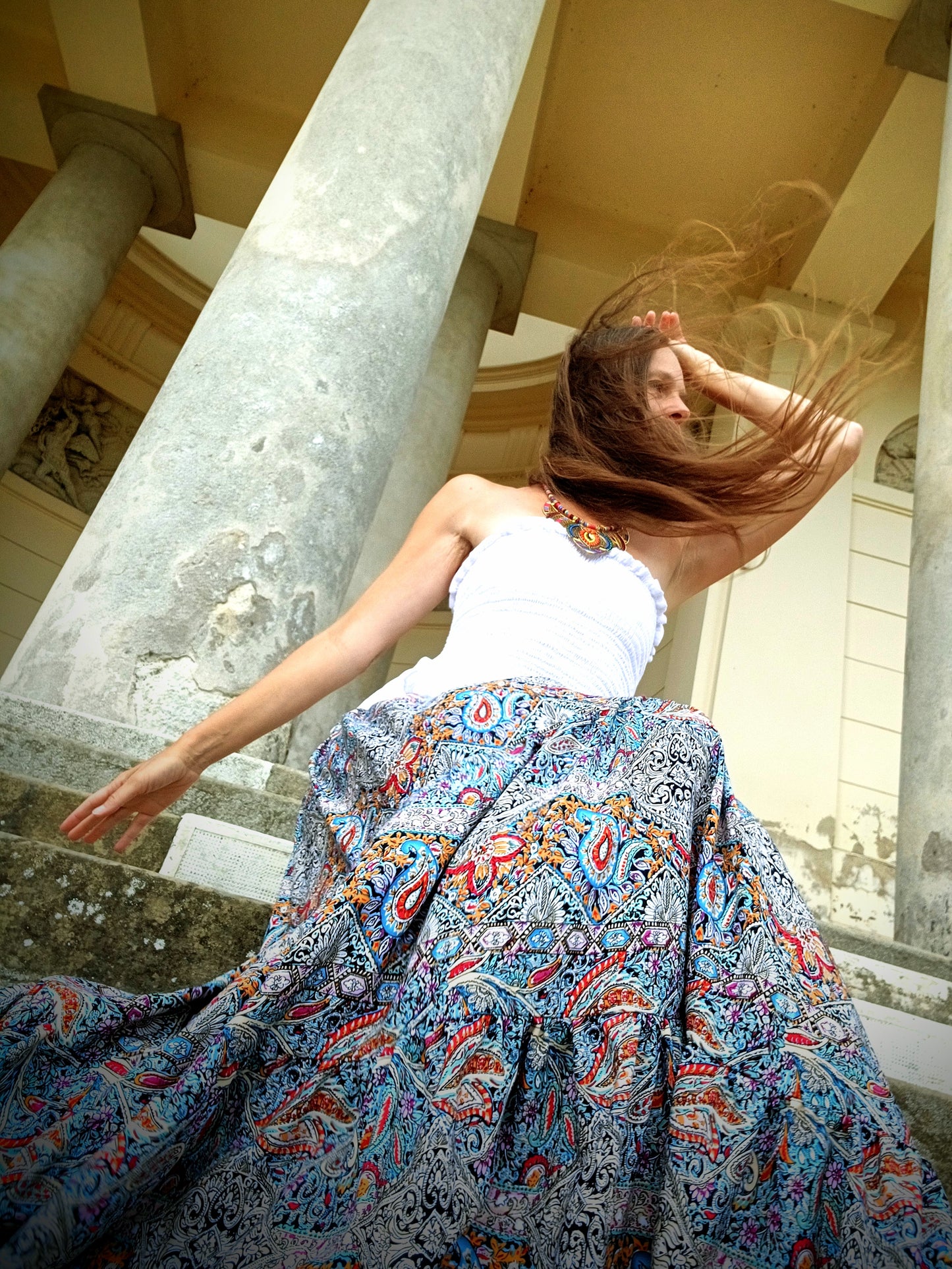 BOHO LETNÍ SUKNĚ VISKOZA ,VZOR PAISLEY