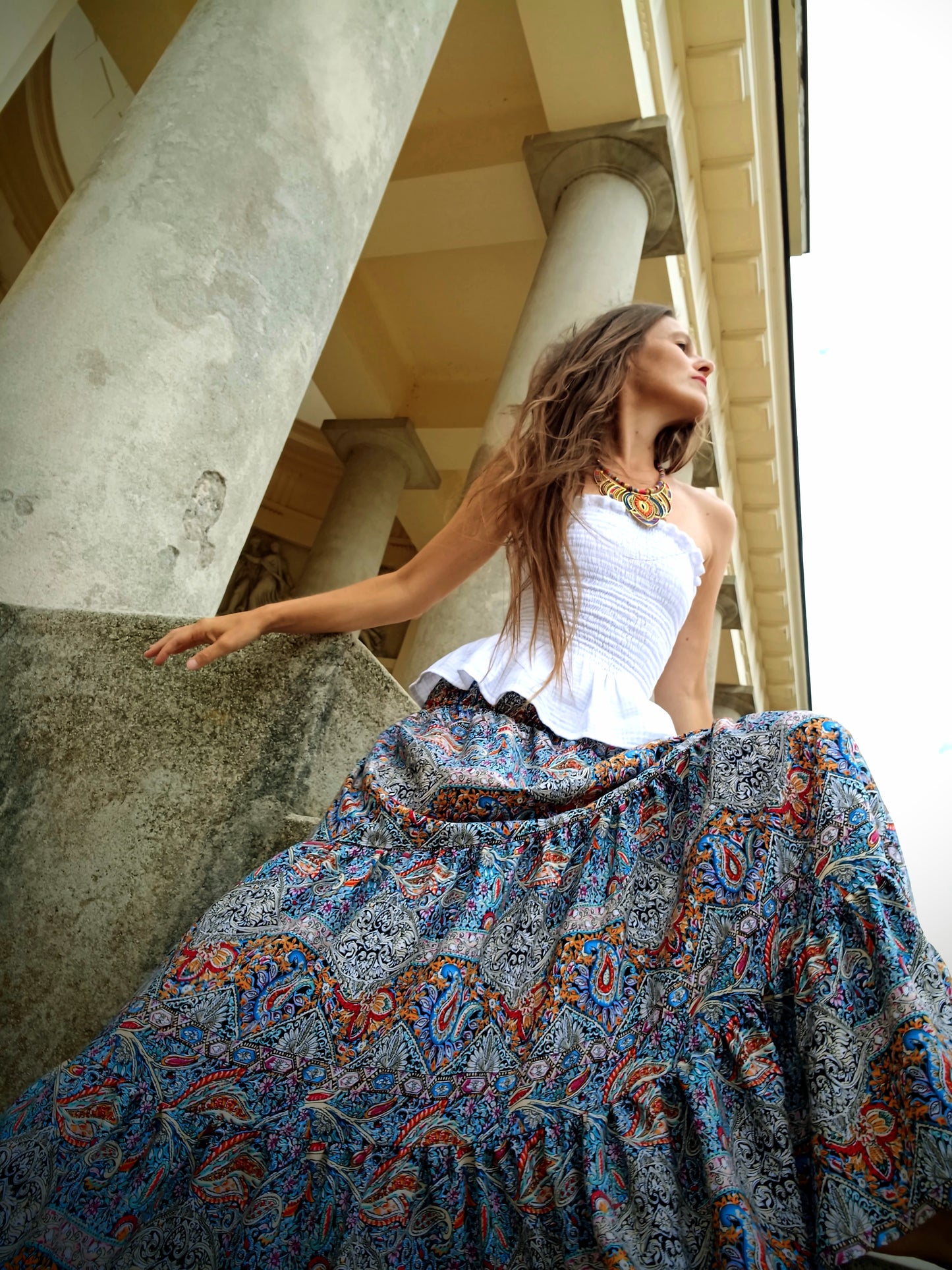 BOHO LETNÍ SUKNĚ VISKOZA ,VZOR PAISLEY
