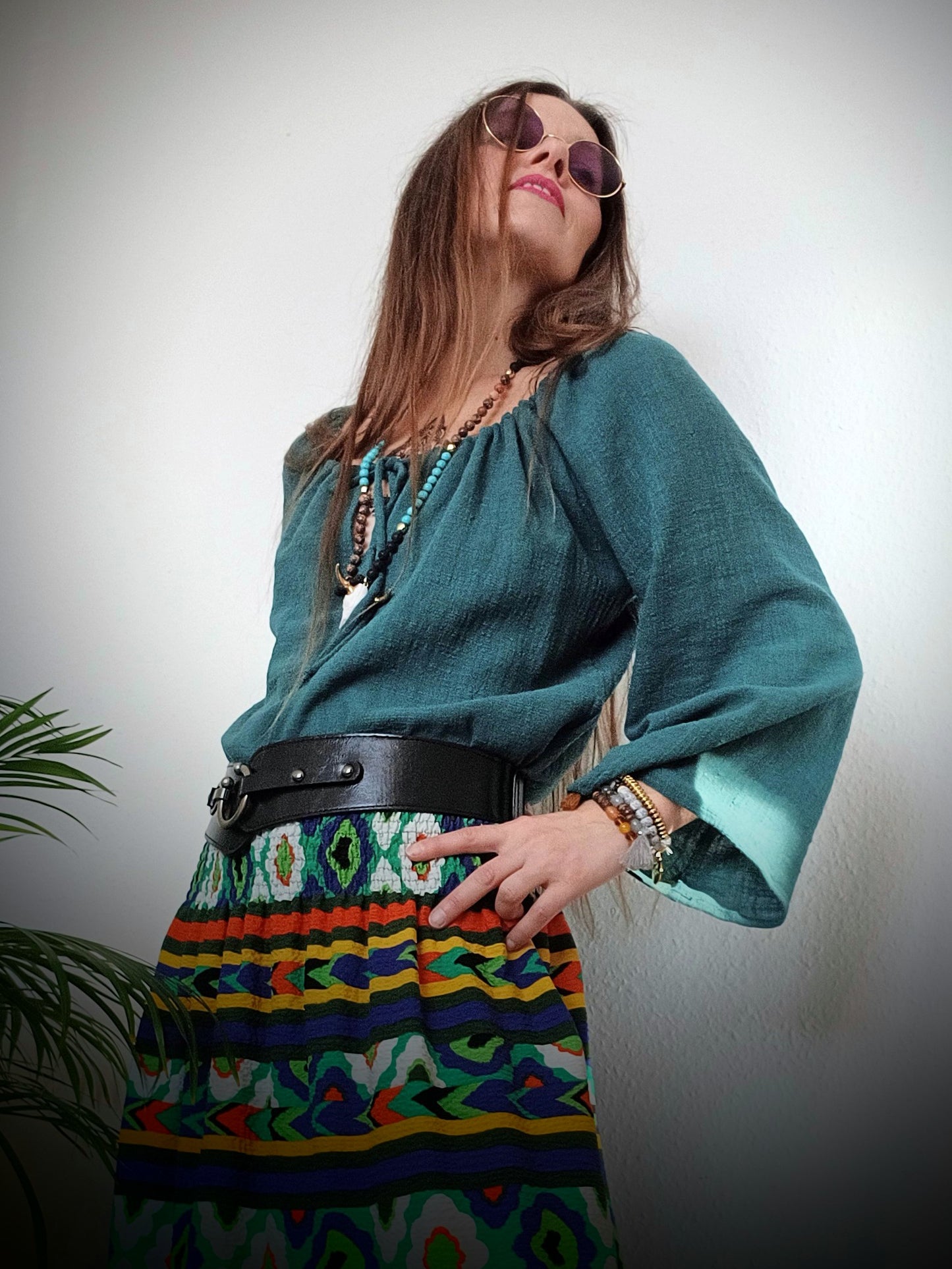 HALENKA Z MĚKČENÉHO LNU Z KOLEKCE PEACOCK