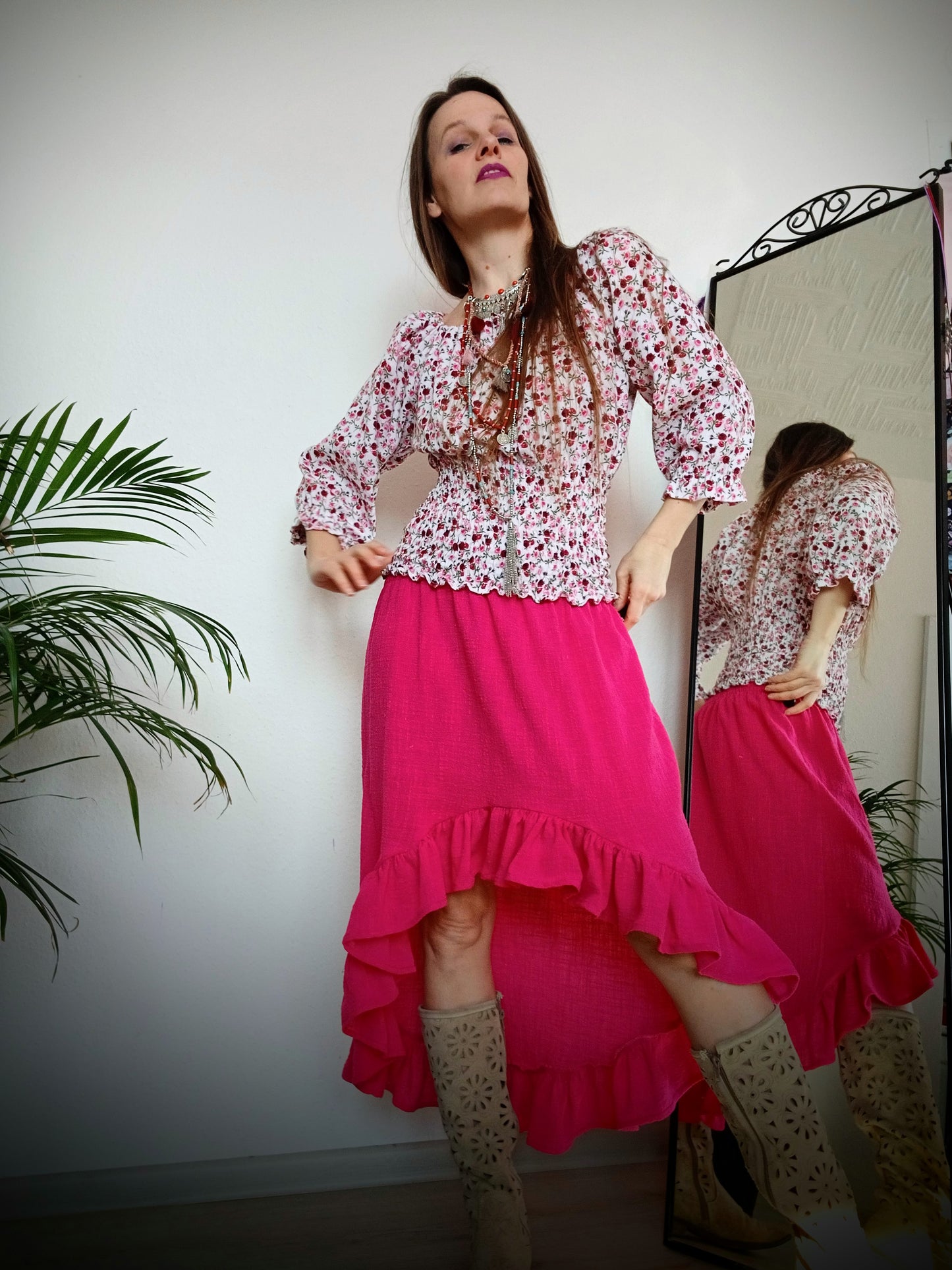 BOHO HALENKA DROBNÉ OLD- FASHIONED KVĚTY