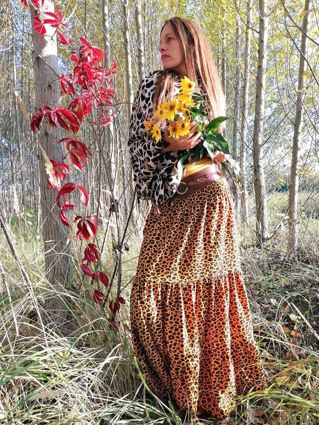 PODZIMNÍ MAXI SUKNĚ LEOPARD