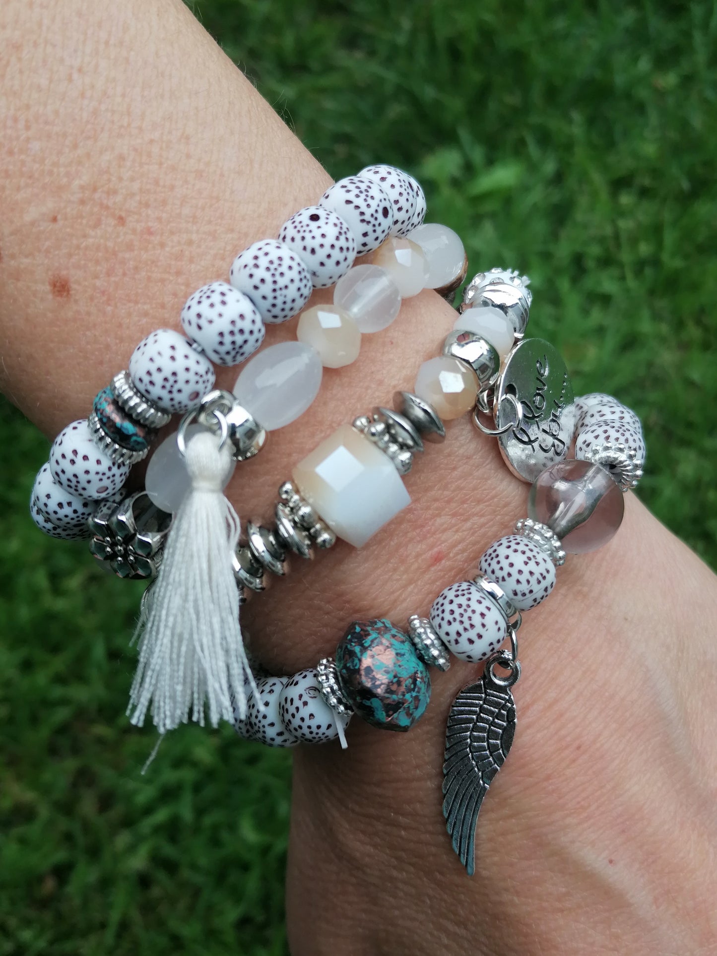 Sada 4 naramků v boho stylu slonová kost