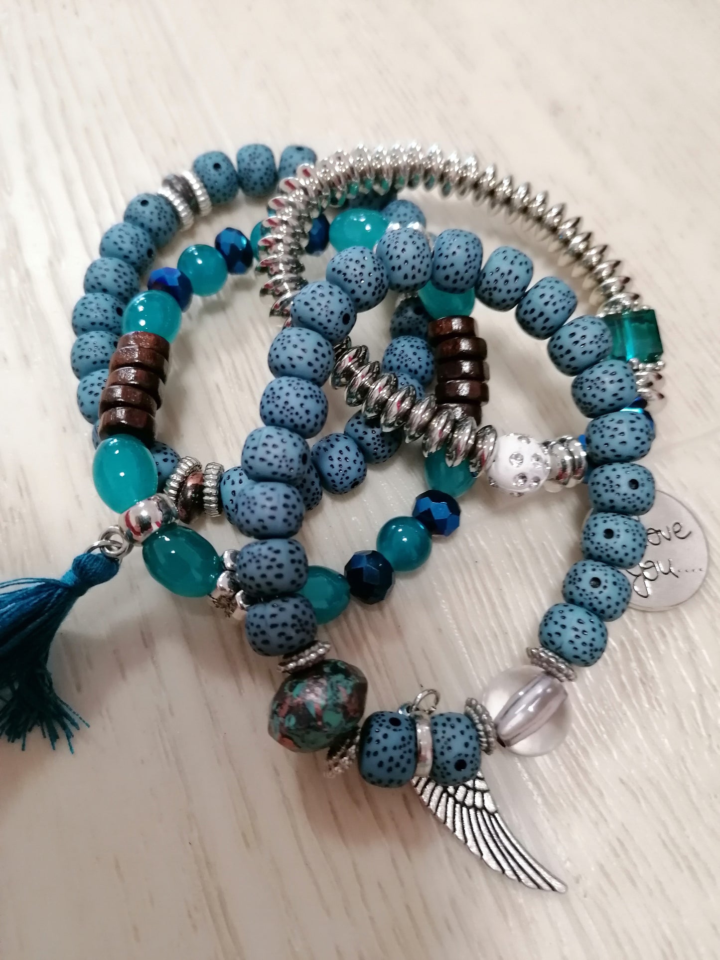 Sada boho náramků -modrá