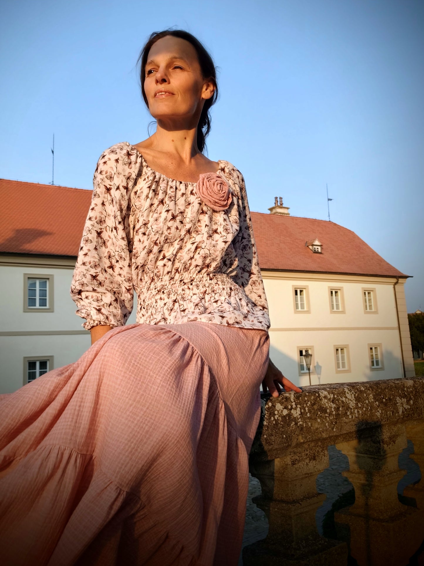 MAXI SUKNĚ VINTAGE RŮŽOVÁ