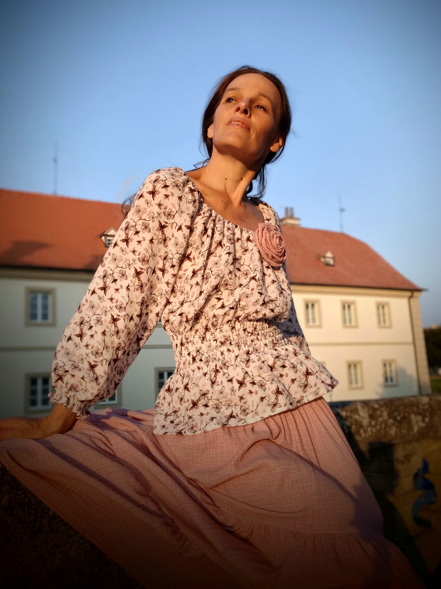 MAXI SUKNĚ VINTAGE RŮŽOVÁ