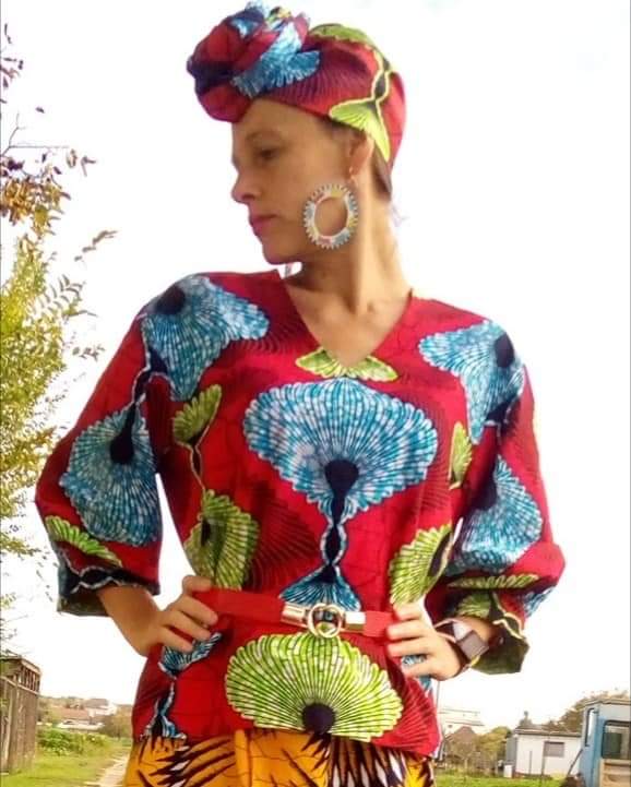 Africká halenka /blouse /červená