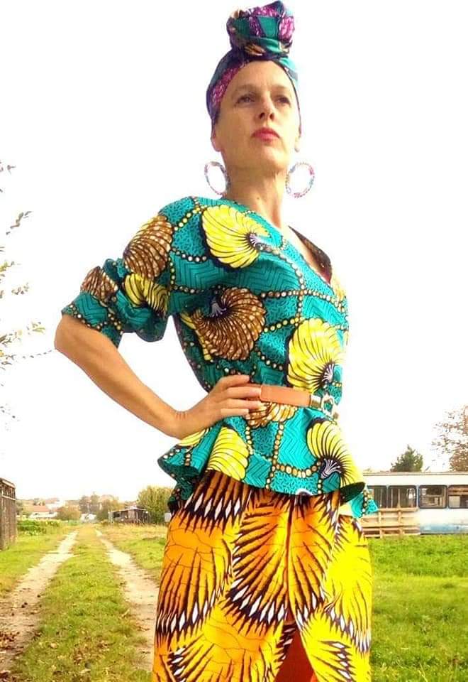 Africká halenka/blouse/ tyrkysová