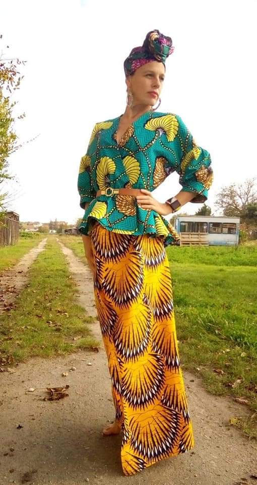 Africká halenka/blouse/ tyrkysová