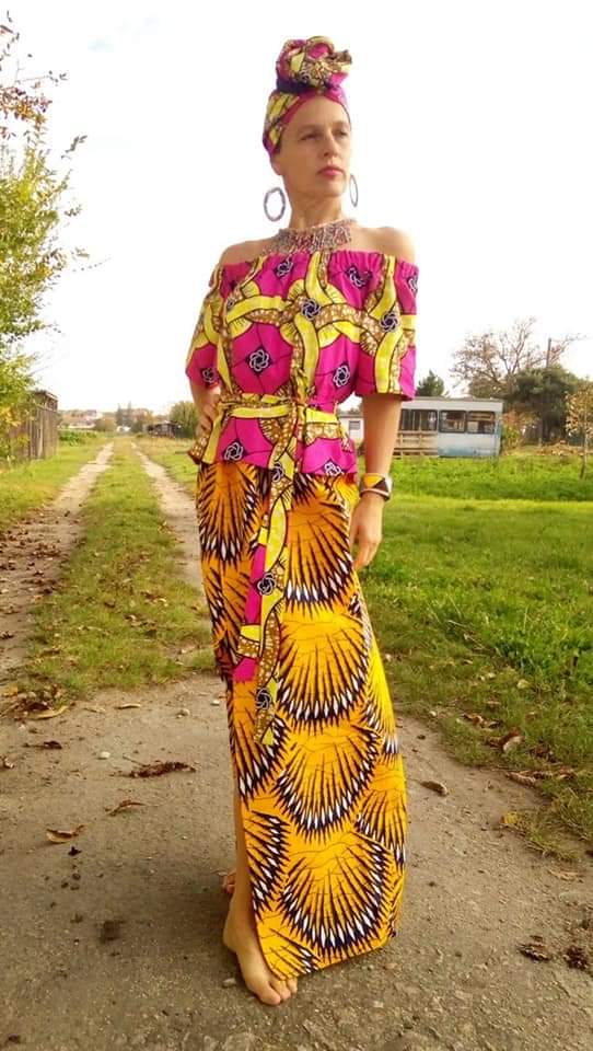 Růžová halenka /blouse /z africké látky s páskem