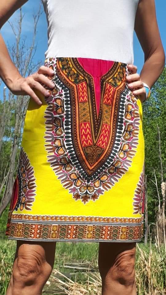 Africká sukně Dashiki / African dashiki skirt in yellow