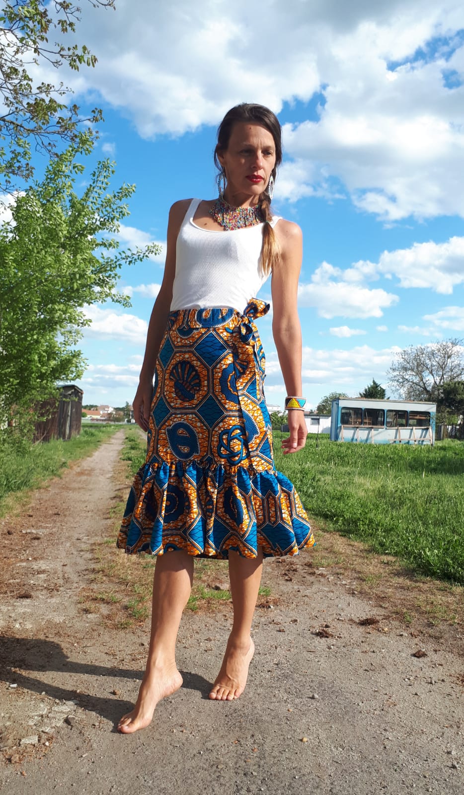 Africká sukně Yemaya / African skirt blue
