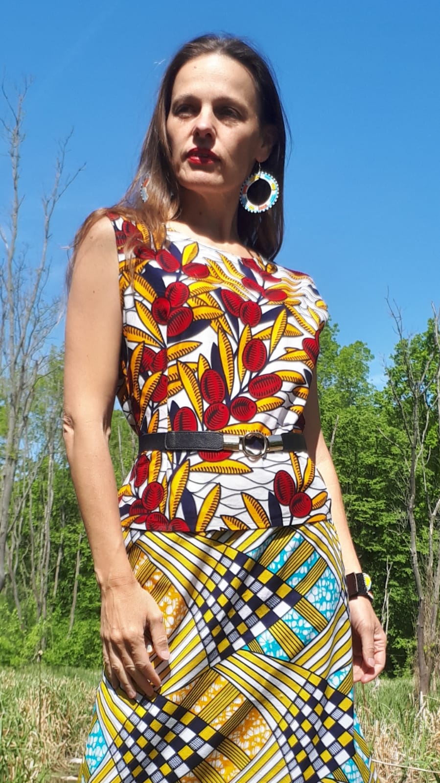 Africký top, halenka bez rukávu olivy / African top
