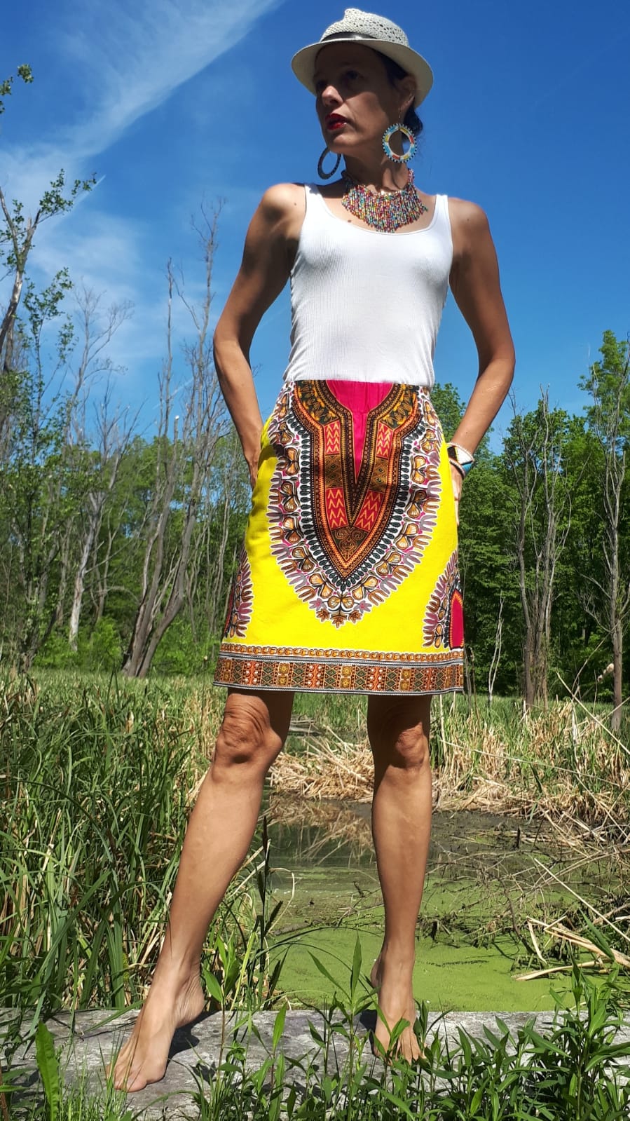 Africká sukně Dashiki / African dashiki skirt in yellow