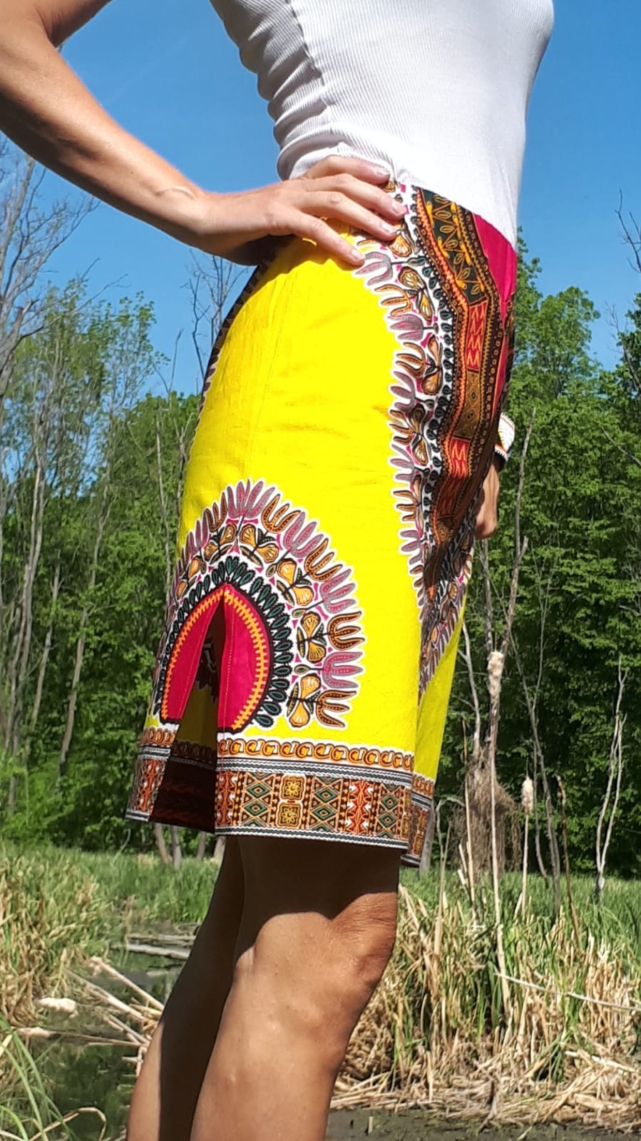 Africká sukně Dashiki / African dashiki skirt in yellow