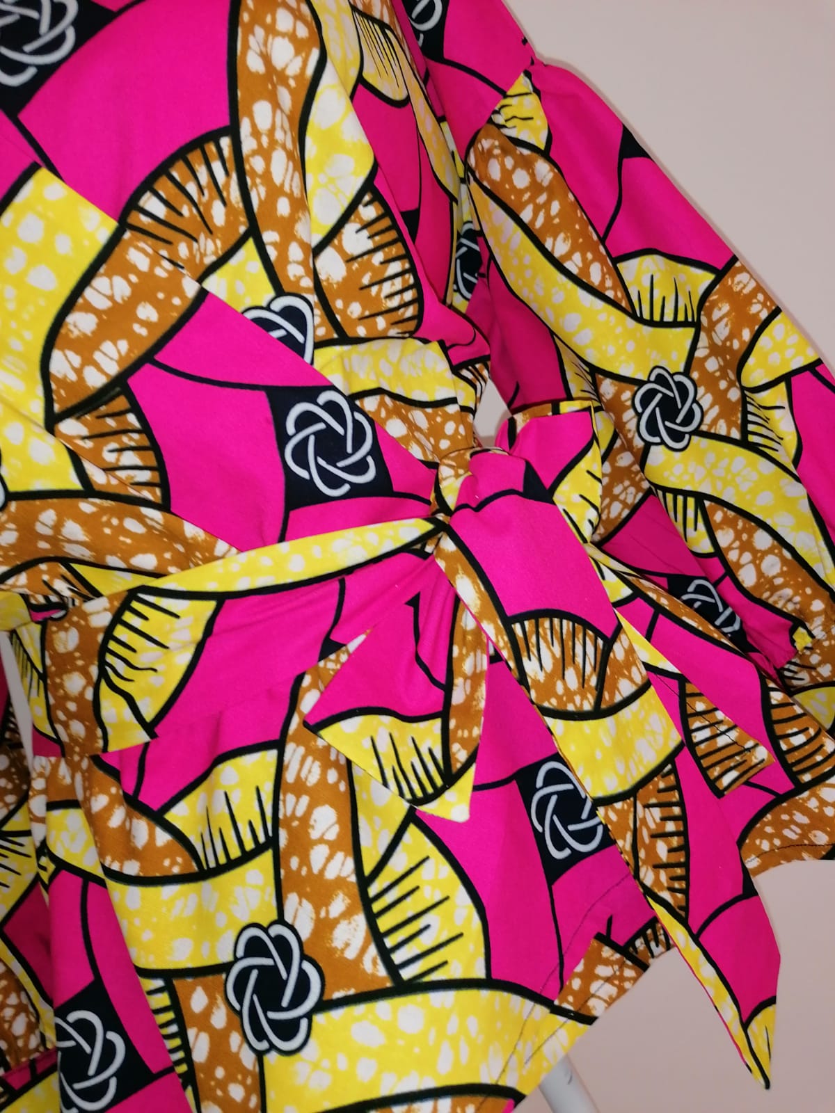 Africká halenka/blouse/ půvabná růžová se žlutou