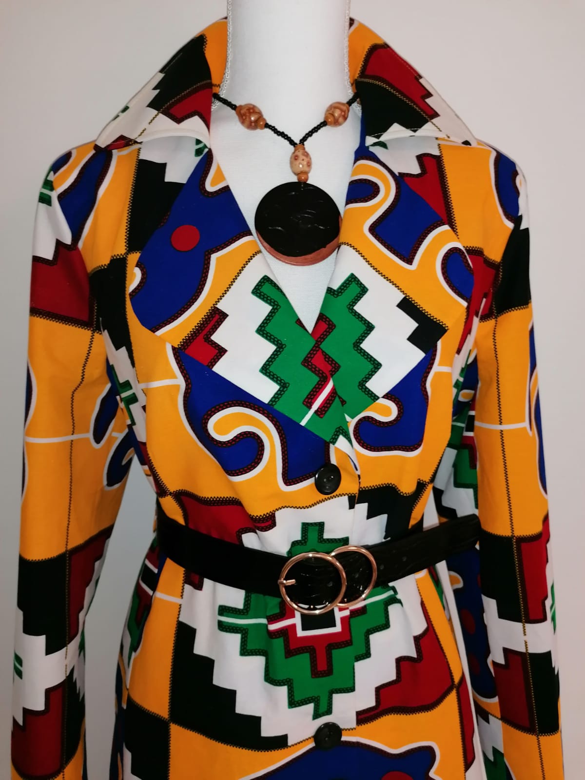 Podzimní kabát kente Ghana | Coat from ghanian kente fabric for autumn