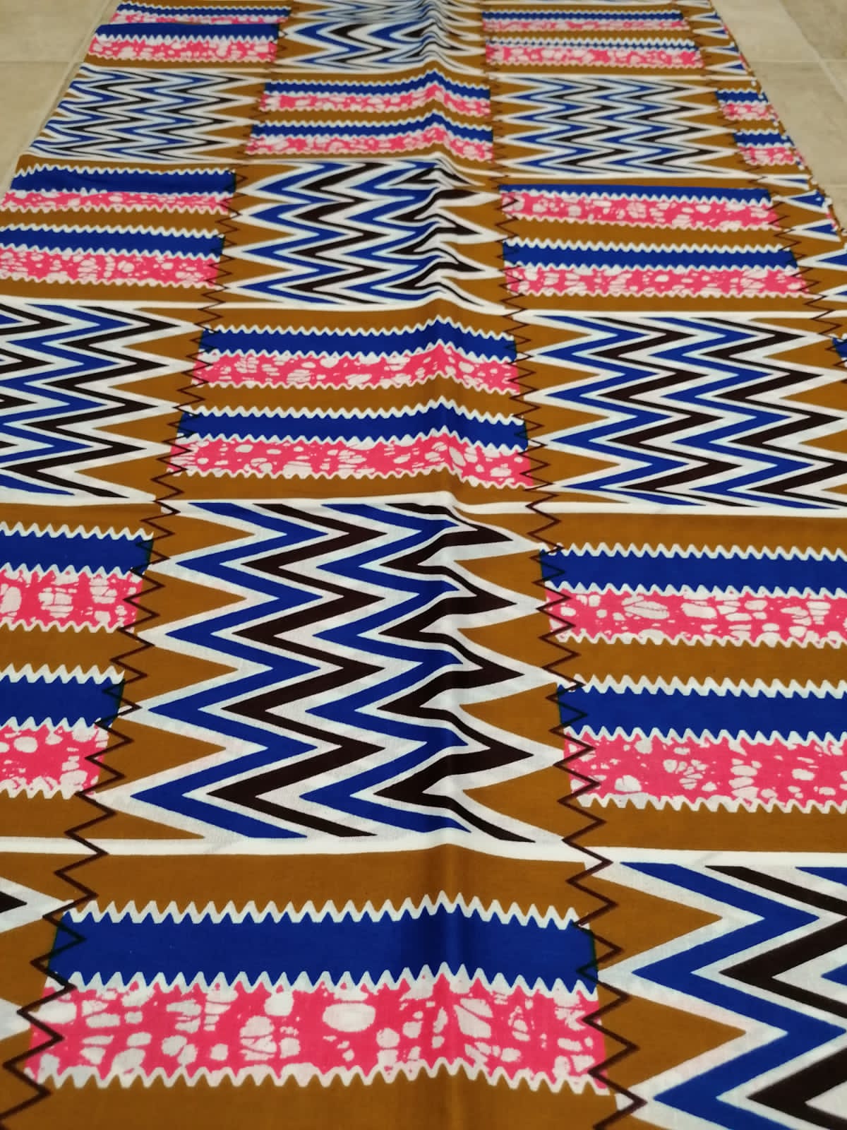 Africká látka měkčí, kente modro růžová,Tanzanie
