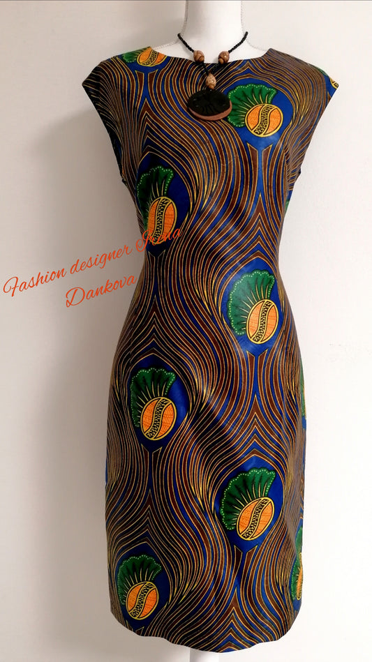 Šaty z africké látky s muslemi / Dress from african fabric bazin with shells