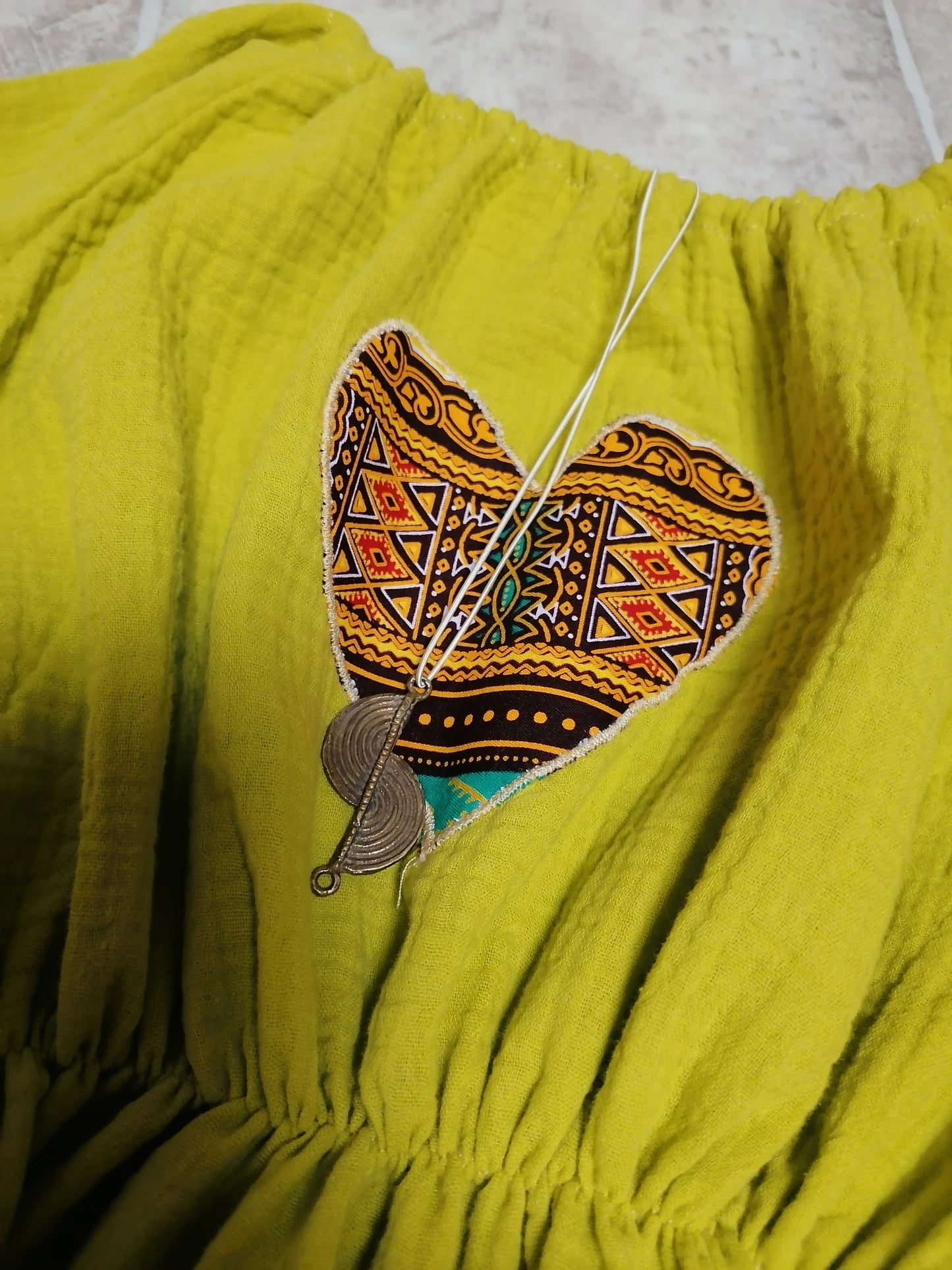 Tunika/šaty boho styl zelené jablko pro holčičky mušelin/gázovina