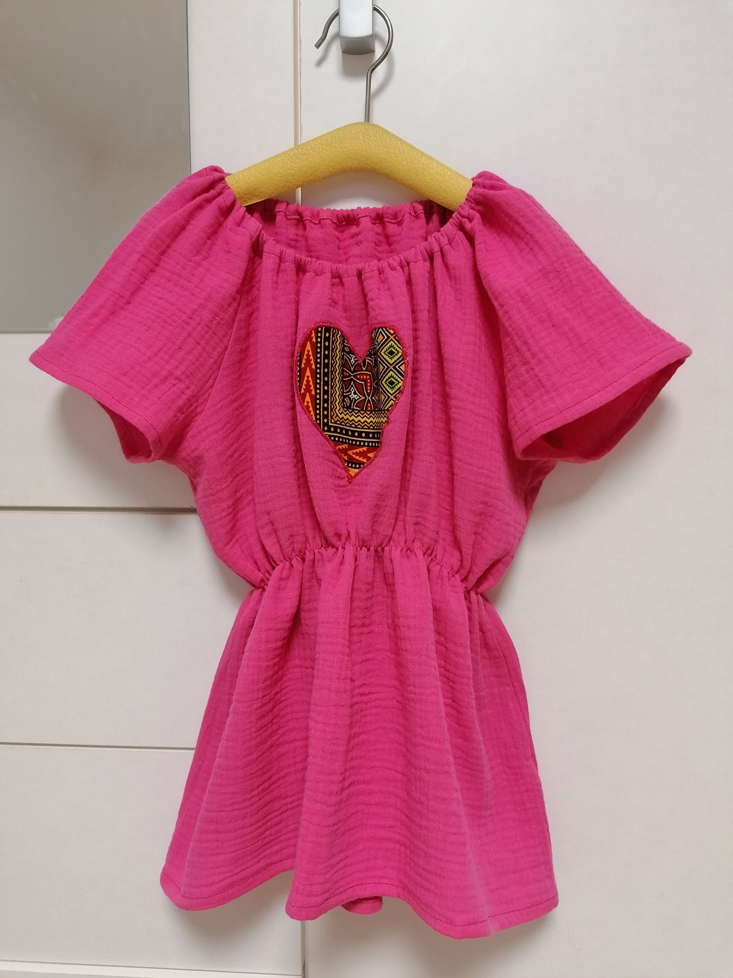 Tunika/šaty boho styl v syté ružové,velikost 98 až 122