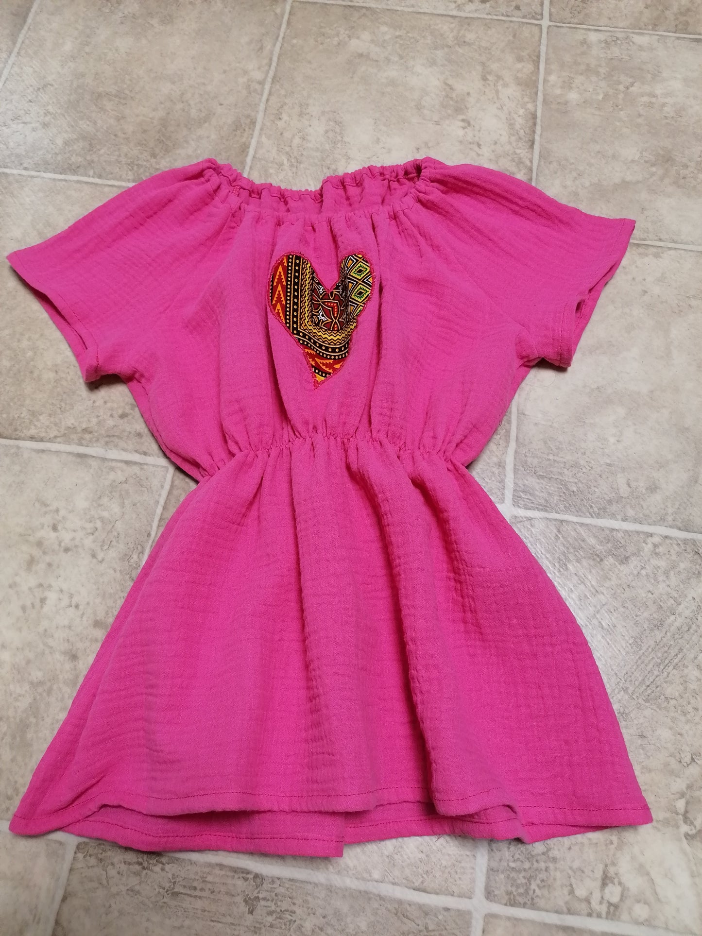 Tunika/šaty boho styl v syté ružové,velikost 98 až 122
