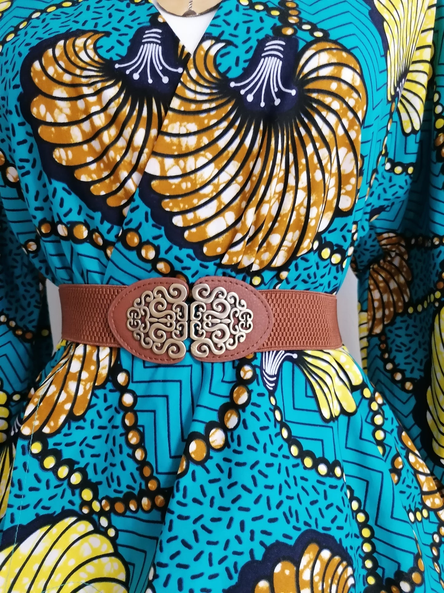 Africká halenka/blouse/ tyrkysová