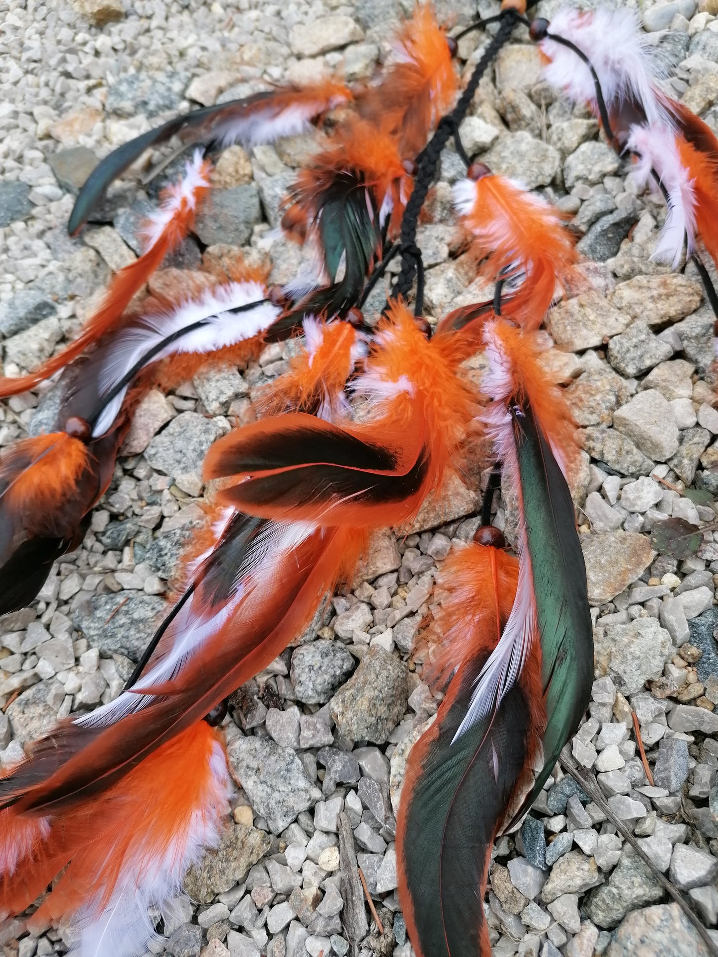 Peříčkový závěs do vlasů,oranžový