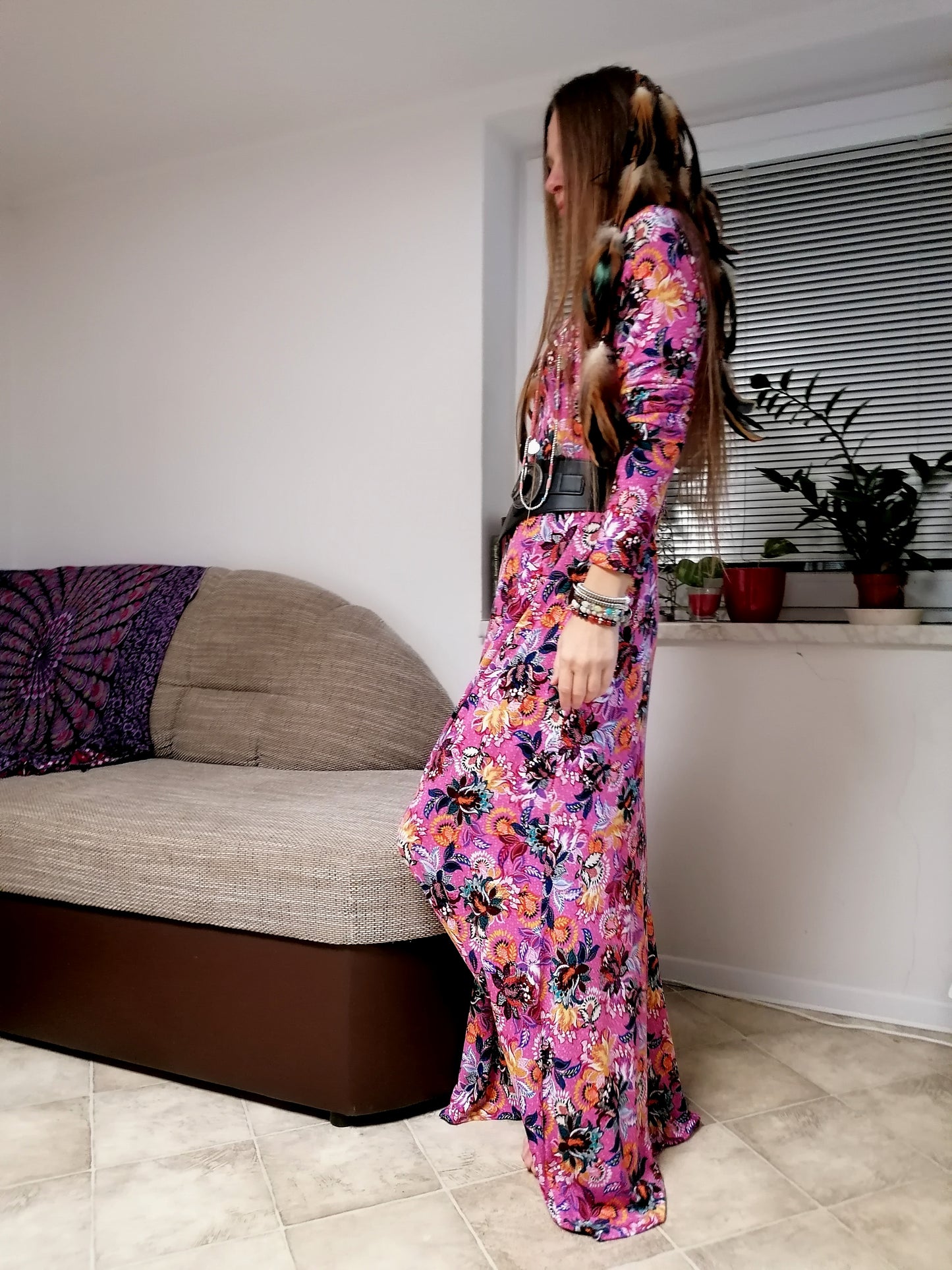 ÚPLETOVÉ MAXI ŠATY PAISLEY SYTÁ PINK