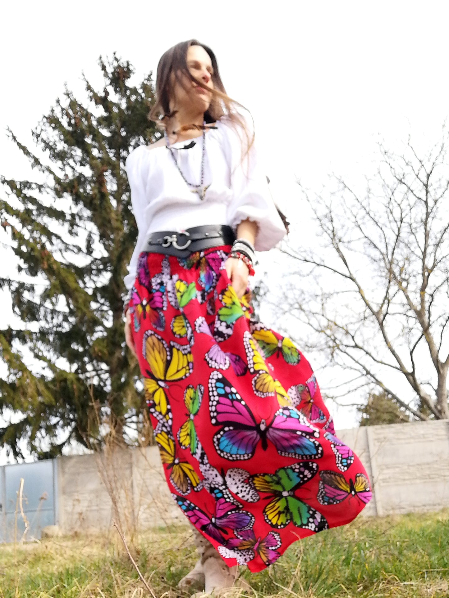 SUKNĚ BUTTERFLY ČERVENÁ