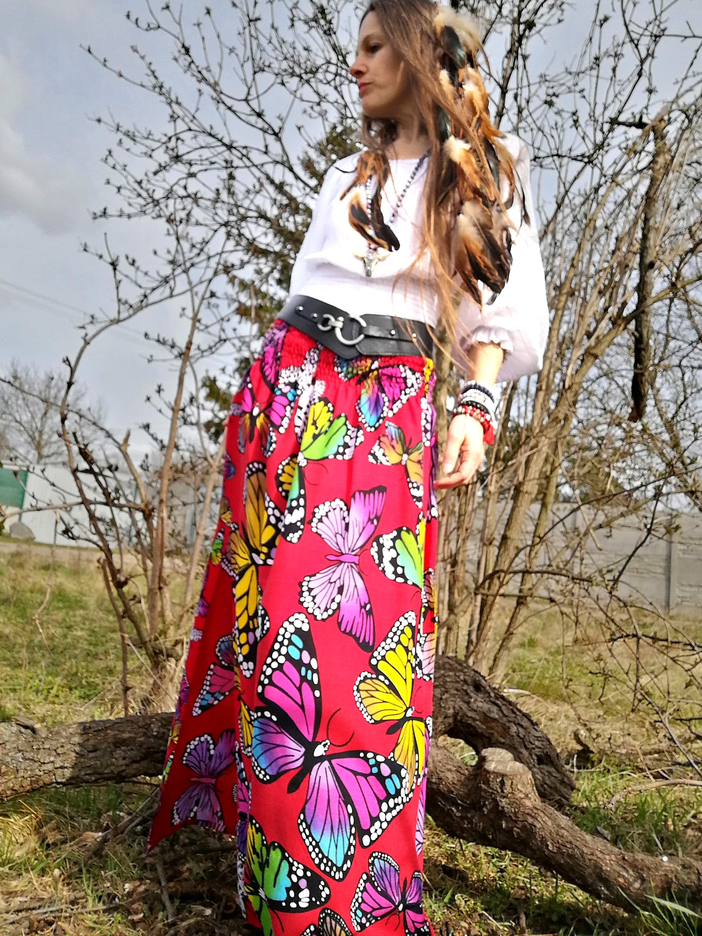 SUKNĚ BUTTERFLY ČERVENÁ