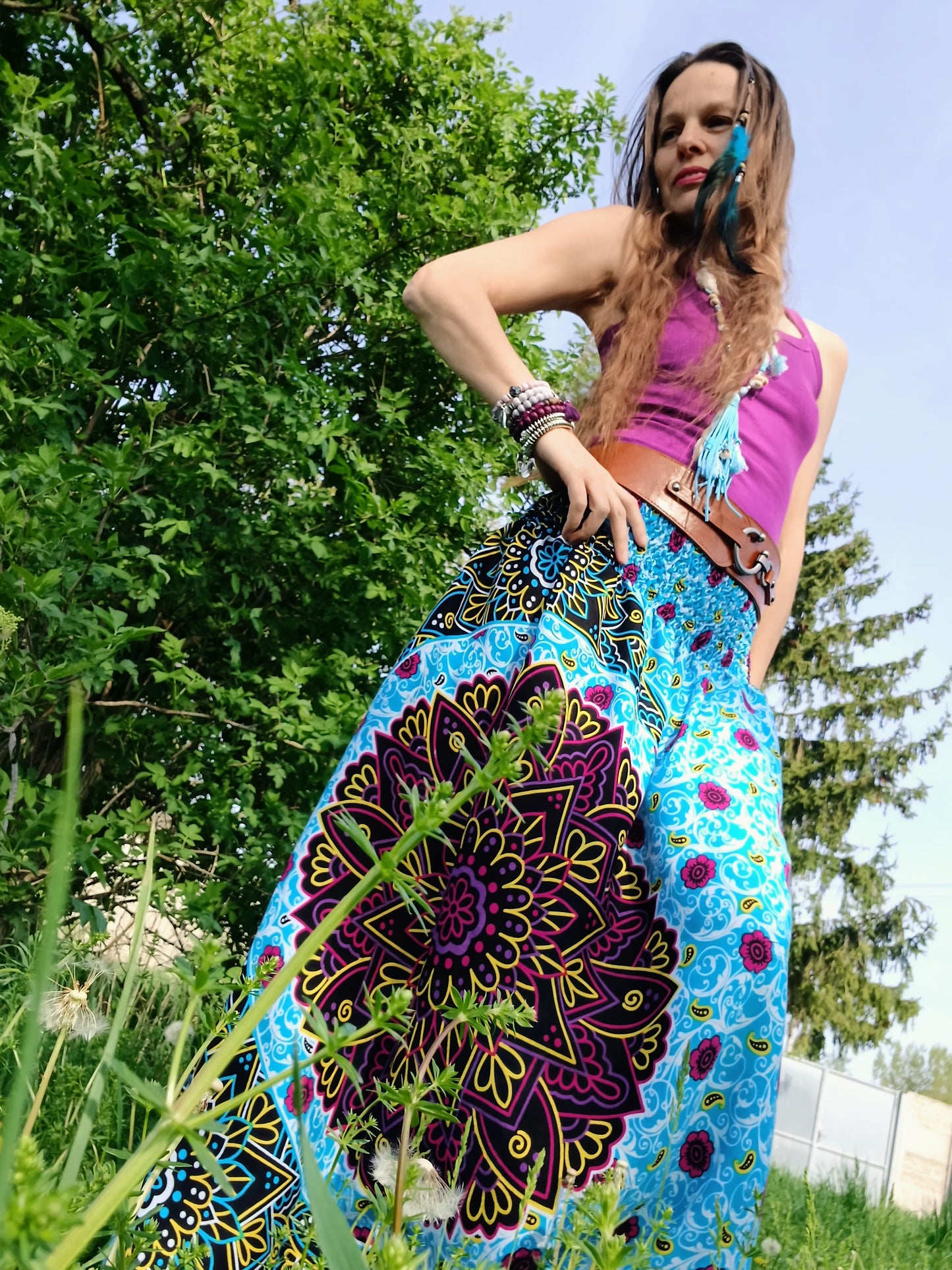 BOHO MAXI LETNÍ SUKNĚ MĚSÍC A SLUNCE
