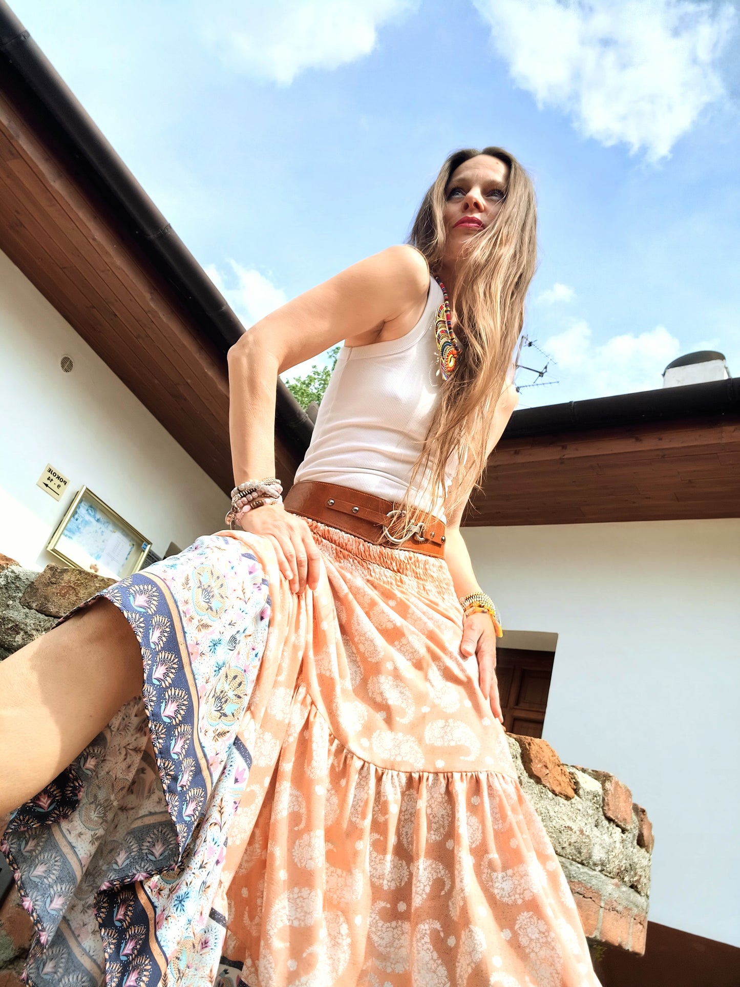 BOHO LETNÍ SUKNĚ S BORDUROU