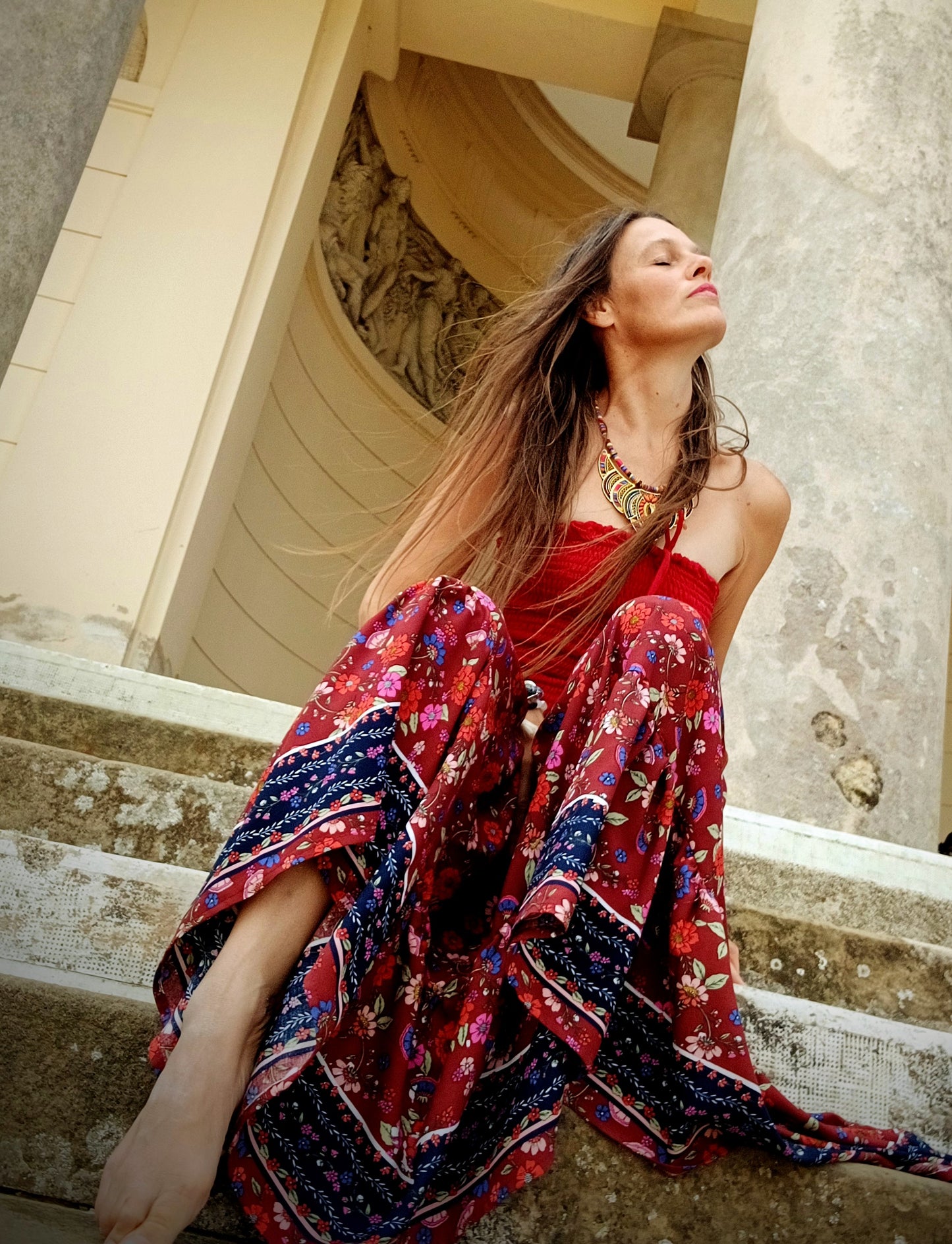 BOHO LETNÍ SUKNĚ S BORDUROU