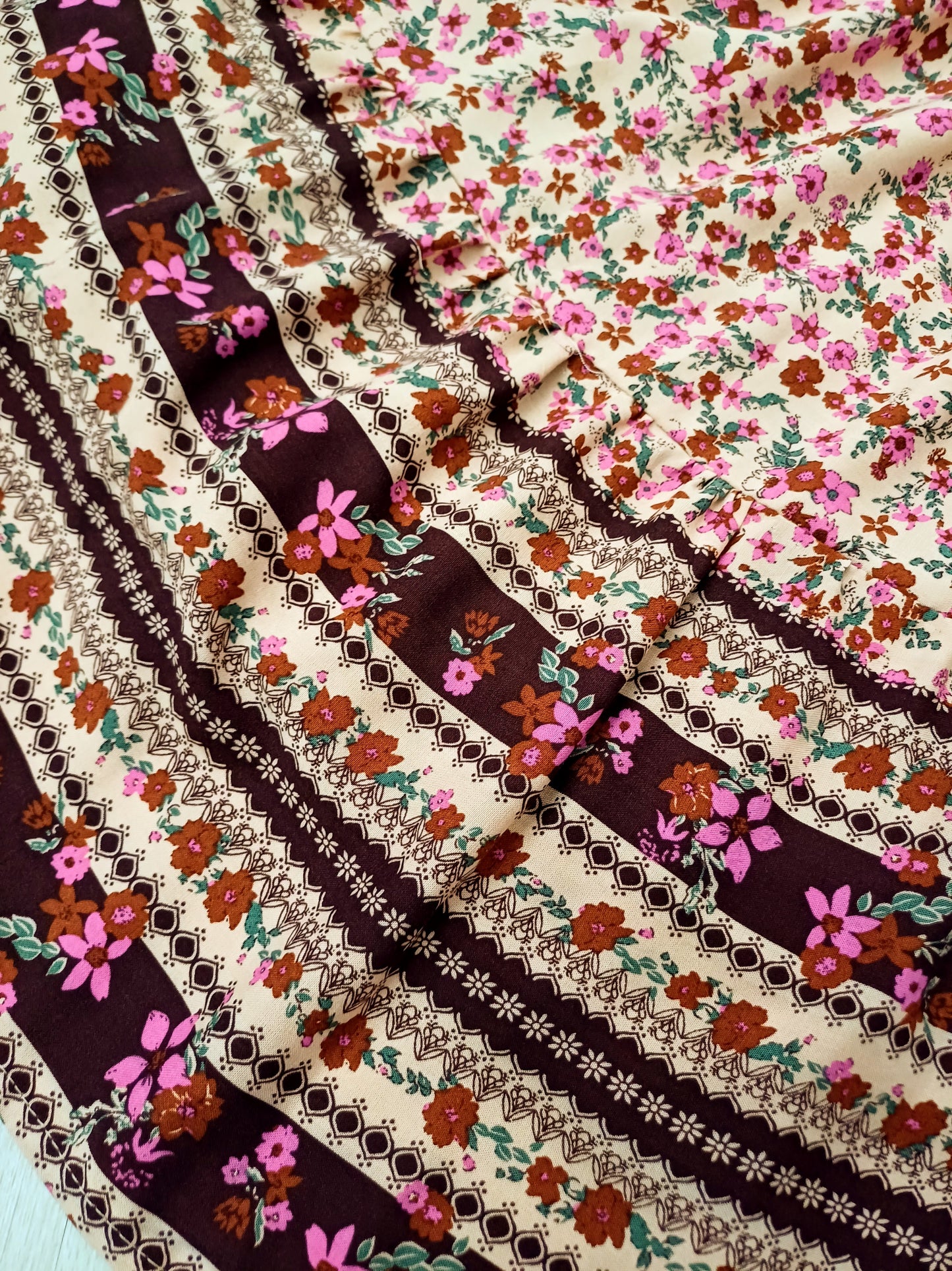 BOHO MAXI SUKNĚ BÉŽOVÁ S BORDUROU
