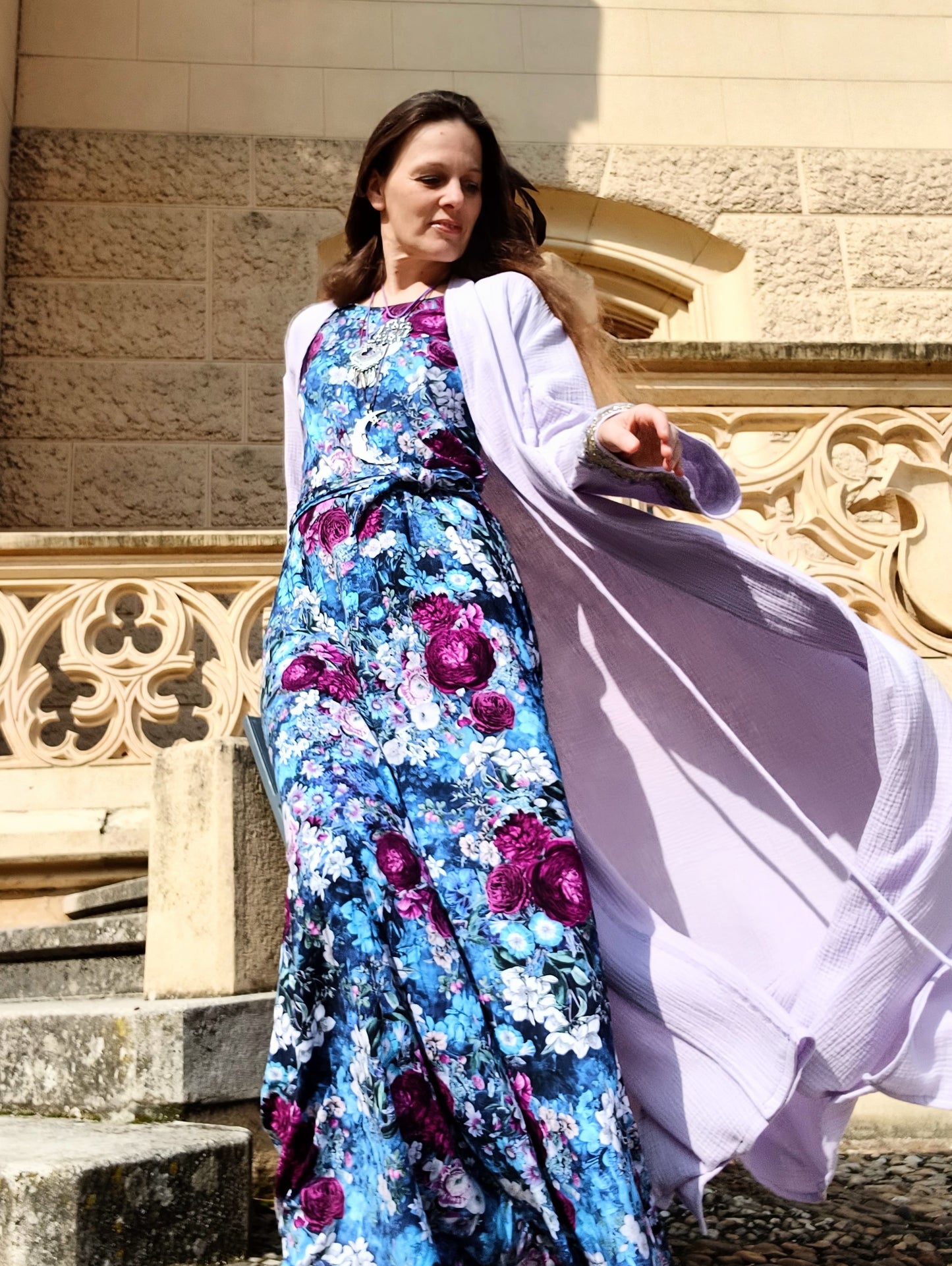 STYLOVÝ BOHO MUŠELÍNOVÝ KABÁTEK S BORDUROU NA RUKÁVECH