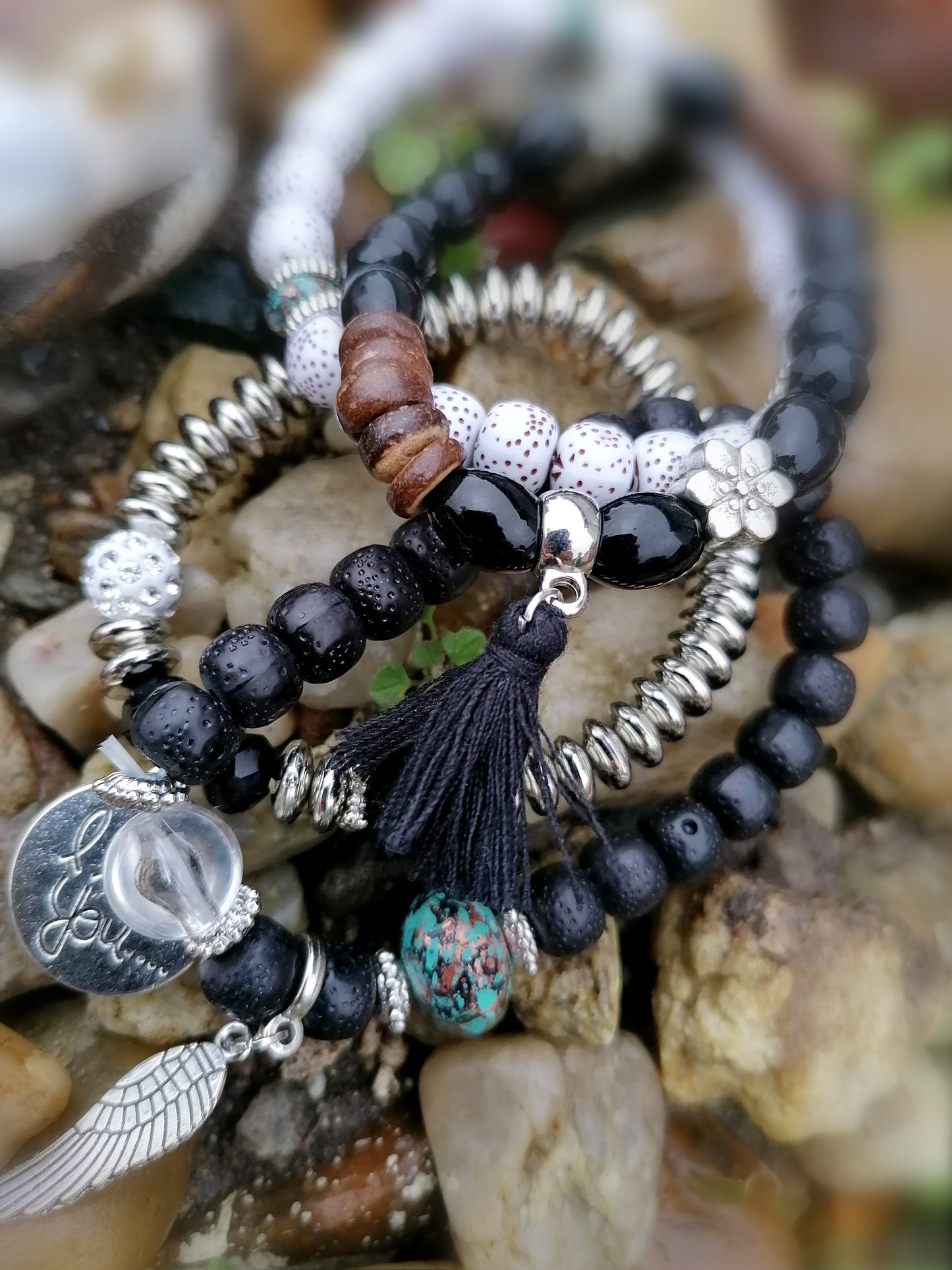 BOHO NÁRAMKY ČERNÉ SE ZLATOU /STŘÍBRNOU