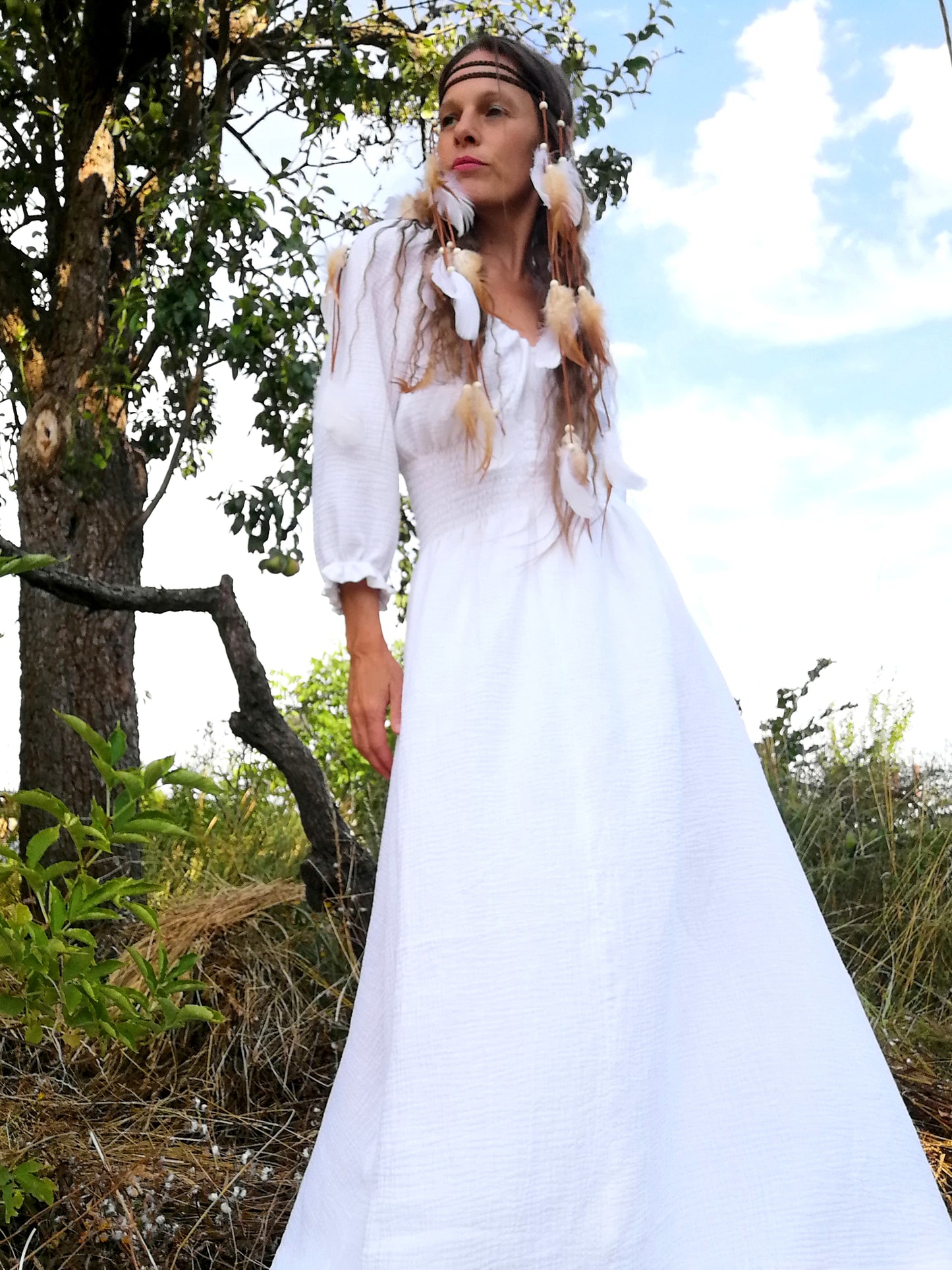 Maxi šaty mušelínové bílé