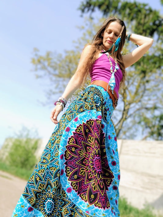 BOHO MAXI LETNÍ SUKNĚ MĚSÍC A SLUNCE